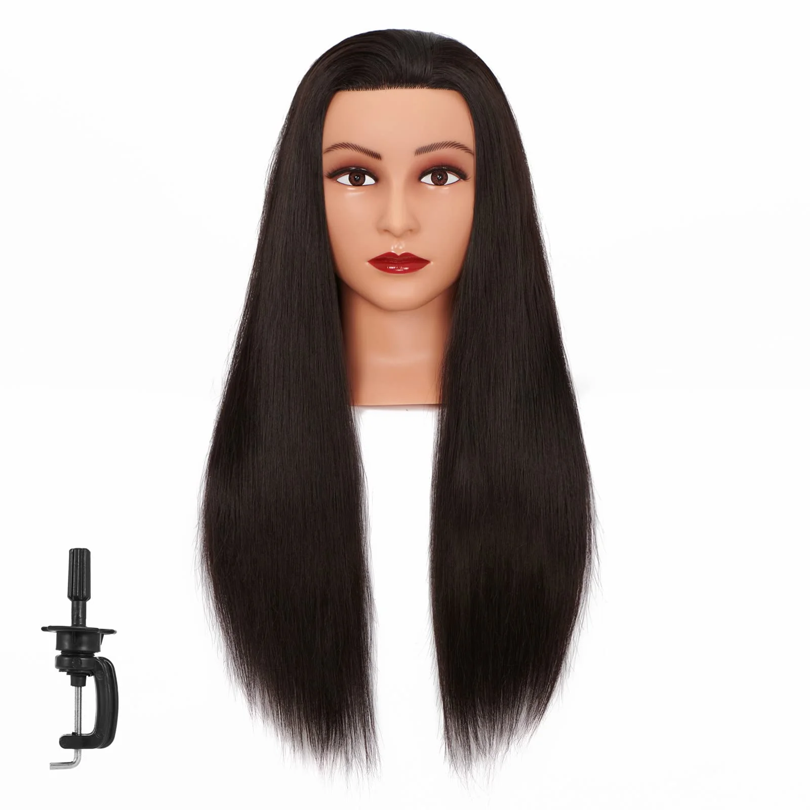Hairginkgo Mannequin Head 26"-28" Synthetic Fiber Training Head Braiding Head Hair Styling Manikin Cosmetology Doll Head Hairdresser Training Model for Cutting Braiding Practice with Clamp 92022LB0220 - Image 2