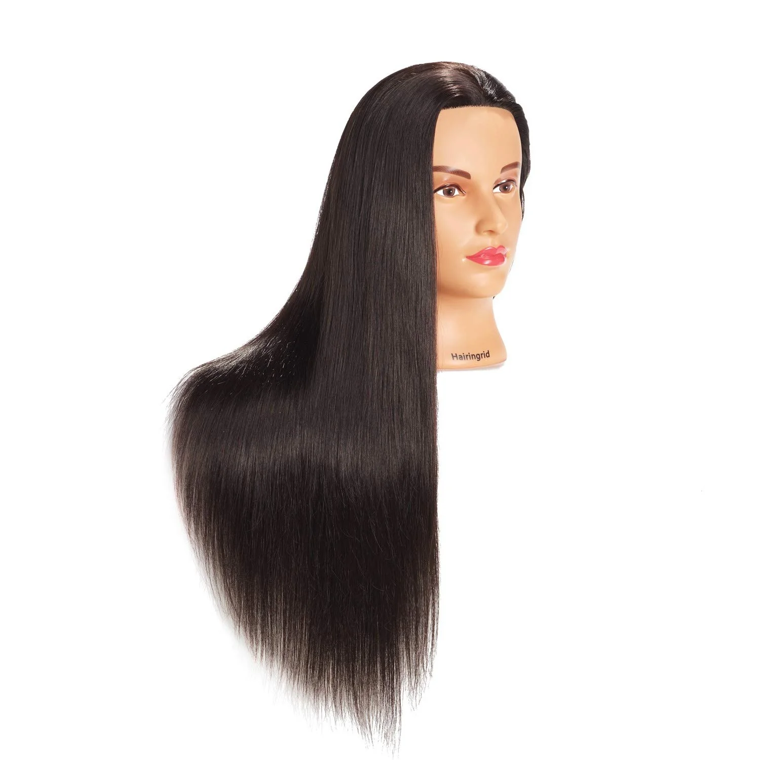 Hairingrid 26"-28" Mannequin Head Hair Styling Training Manikin Cosmetology Doll Head Synthetic Fiber Hair and Free Clamp Holder (Black) - Image 2