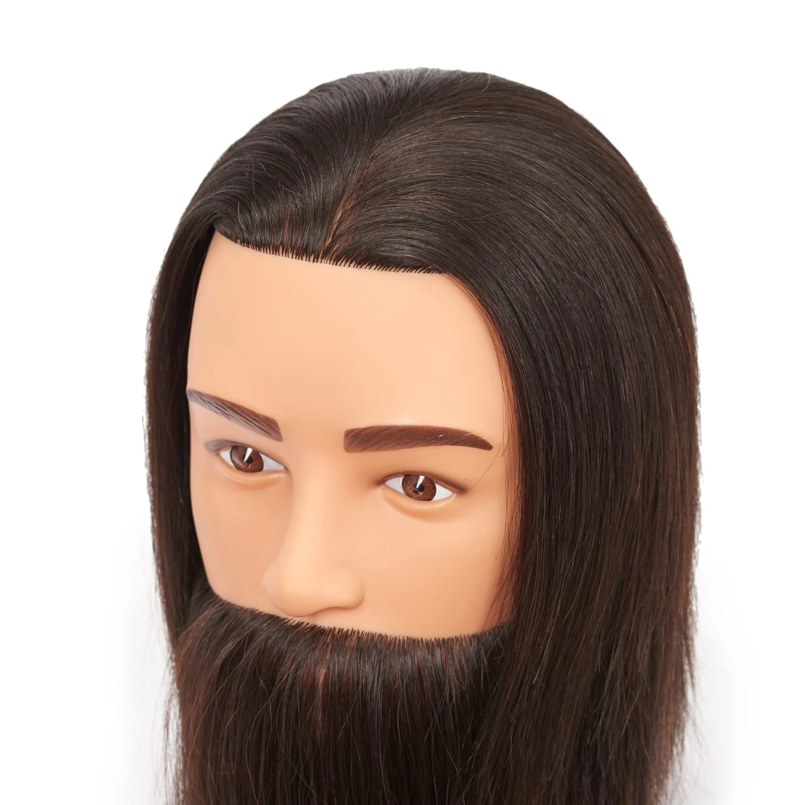 Hairingrid Male Mannequin Head 100% Human Hair Hairdresser Cosmetology Mannequin Manikin Training Head Hair and Free Clamp Holder (R72001LB0210AH) - Image 5