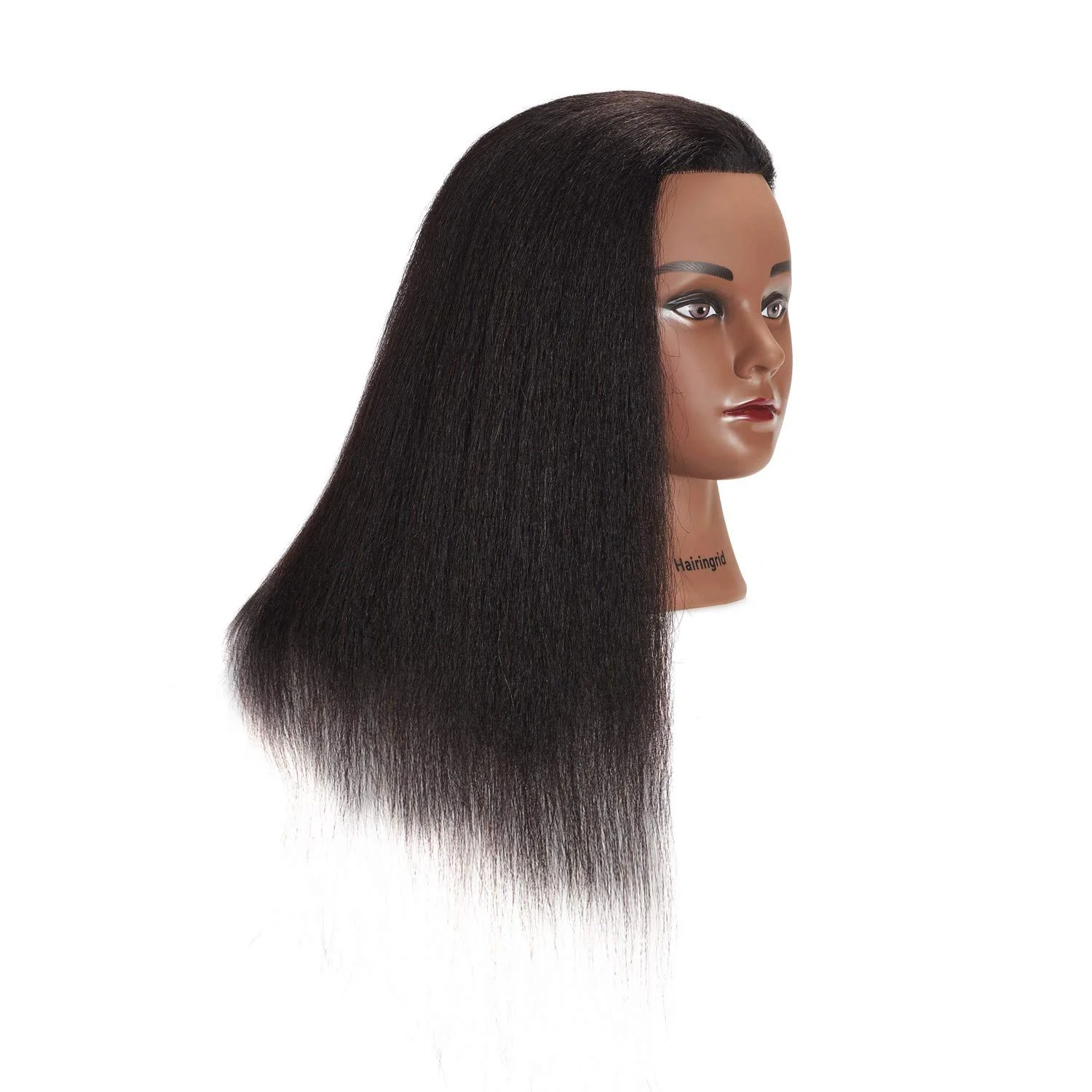 Hairingrid Mannequin Head 14" 100% Real Hair Hairdresser Cosmetology Mannequin Manikin Training Head Hair and Free Clamp Holder (14 Inch) - Image 2