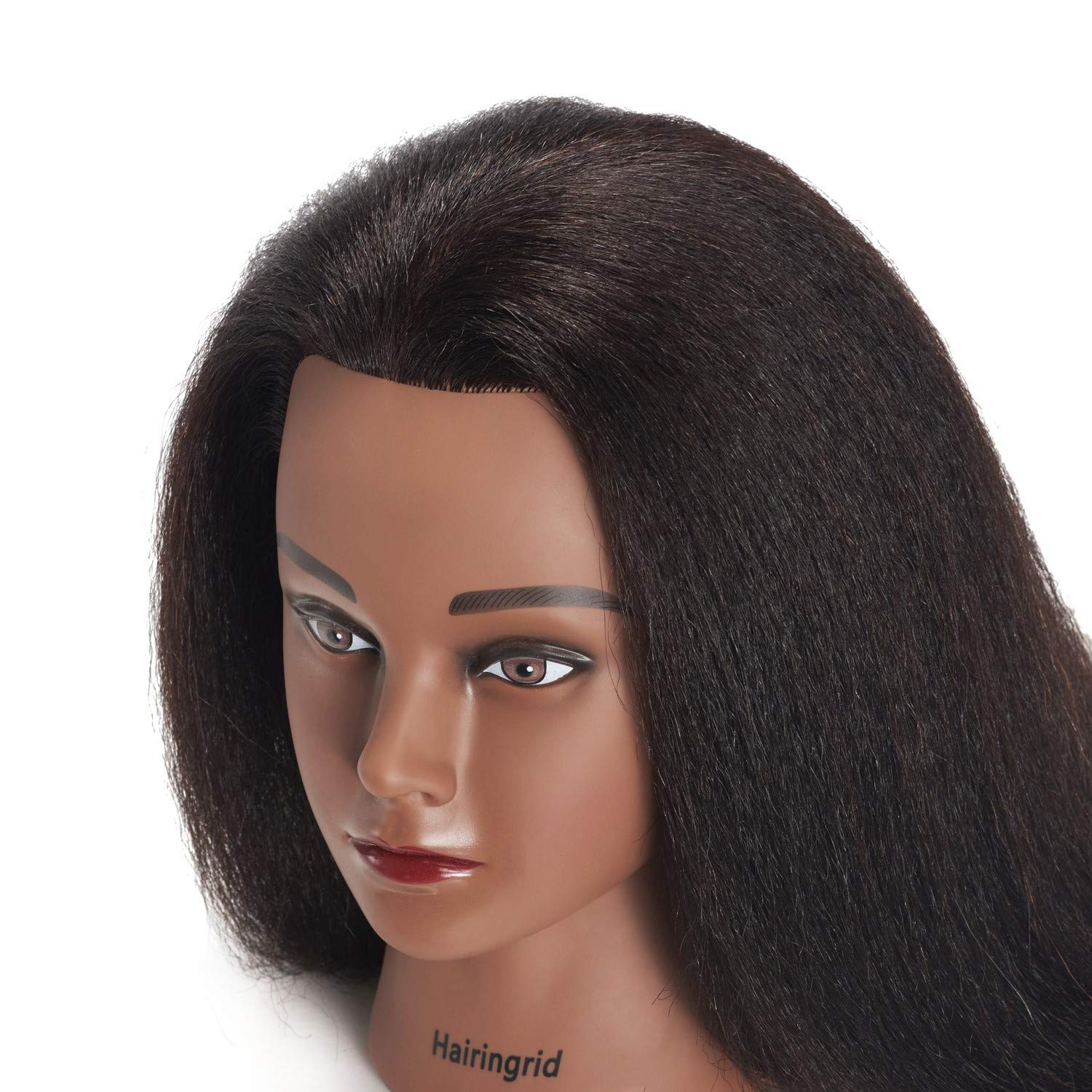 Hairingrid Mannequin Head 14" 100% Real Hair Hairdresser Cosmetology Mannequin Manikin Training Head Hair and Free Clamp Holder (14 Inch) - Image 3