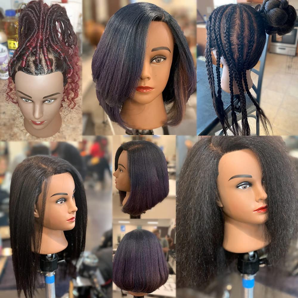 Hairingrid Mannequin Head 14" 100% Real Hair Hairdresser Cosmetology Mannequin Manikin Training Head Hair and Free Clamp Holder (14 Inch) - Image 6