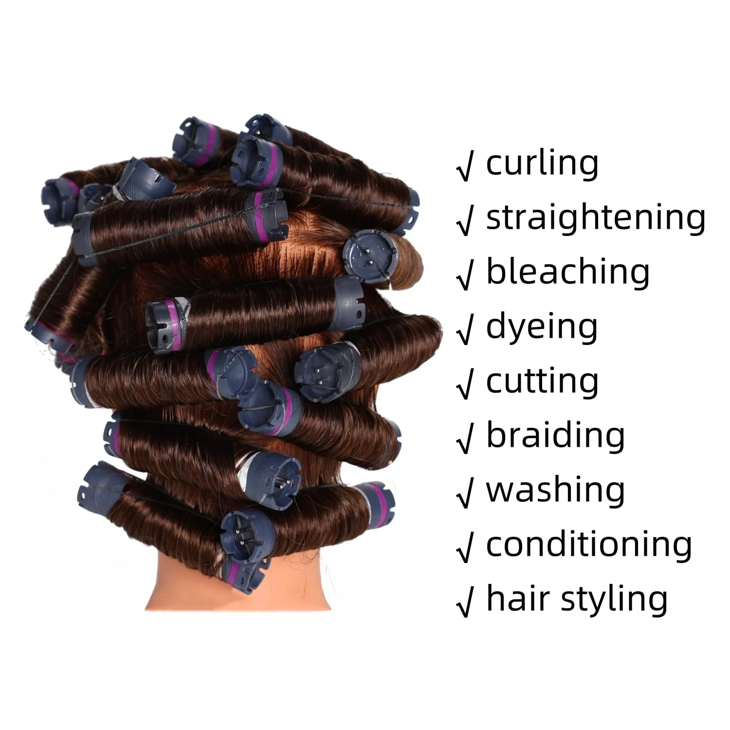 Hairingrid Mannequin Head 20"-22" 100% Human Hair Hairdresser Cosmetology Mannequin Manikin Training Head Hair and Free Clamp Holder (1906LB0414) - Image 2
