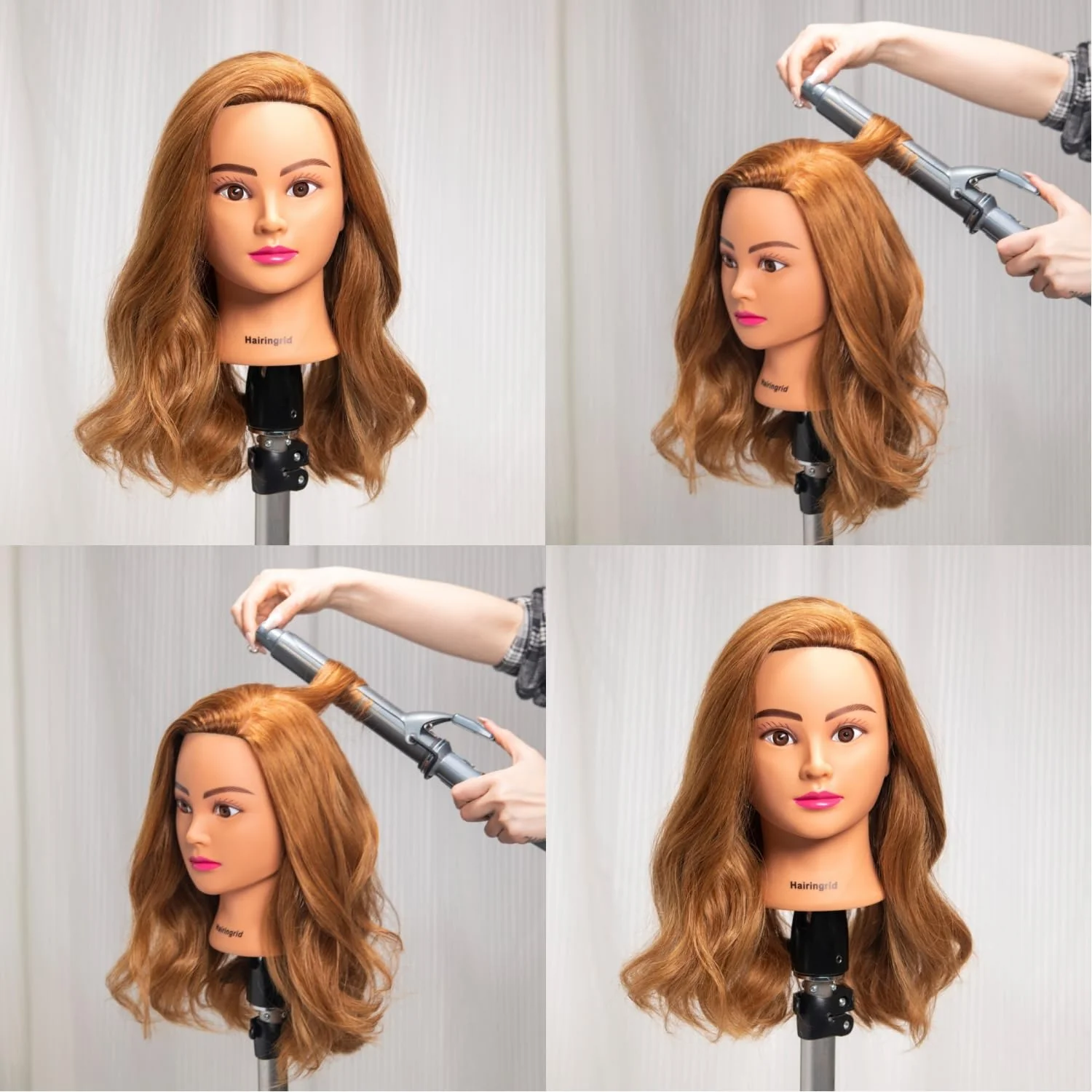 Hairingrid Mannequin Head 20"-22" 100% Human Hair Hairdresser Cosmetology Mannequin Manikin Training Head Hair and Free Clamp Holder (1906LB0414) - Image 5