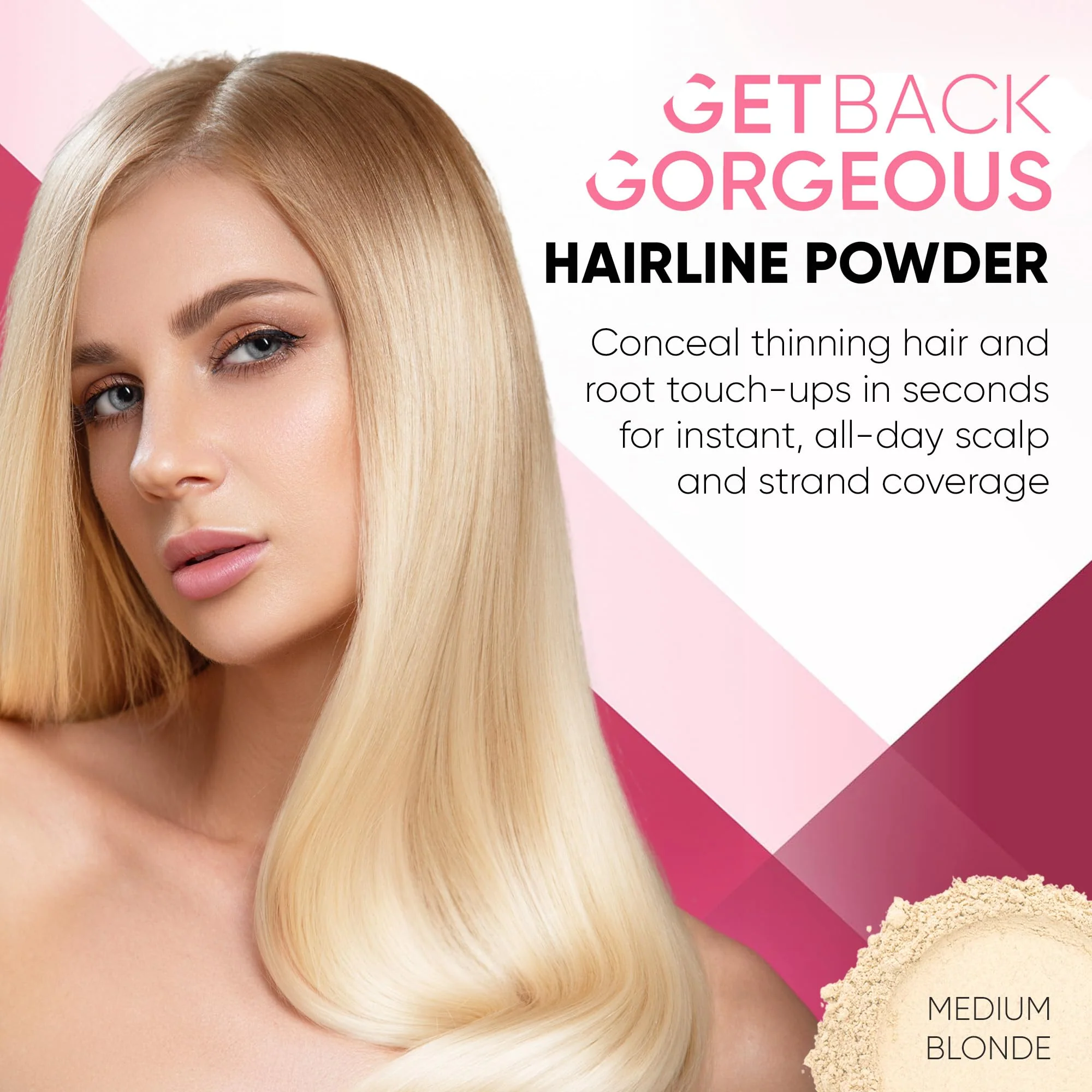 Hairline Powder Instantly Conceals Hair Loss, Root Touch Up Hair Toppers for Women & Men, Hair Fibers for Thinning Hair, Root Cover Up, Stain-Proof 24 Hour Formula (Medium Blonde) - Image 2