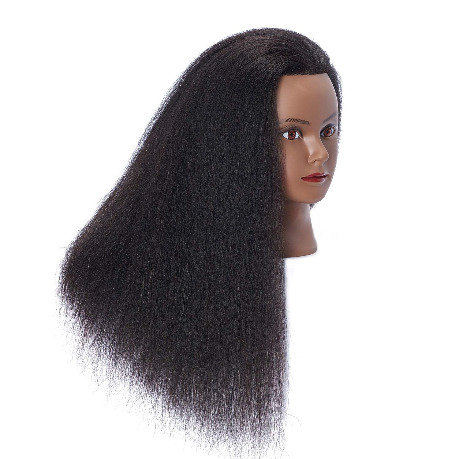 Hairlink 100% Real Hair Afro Mannequin Head Hairdresser Hair Styling Training Head Dolls for Cosmetology Manikin Maniquins Practice Head with Stand (6611B0216) - Image 2