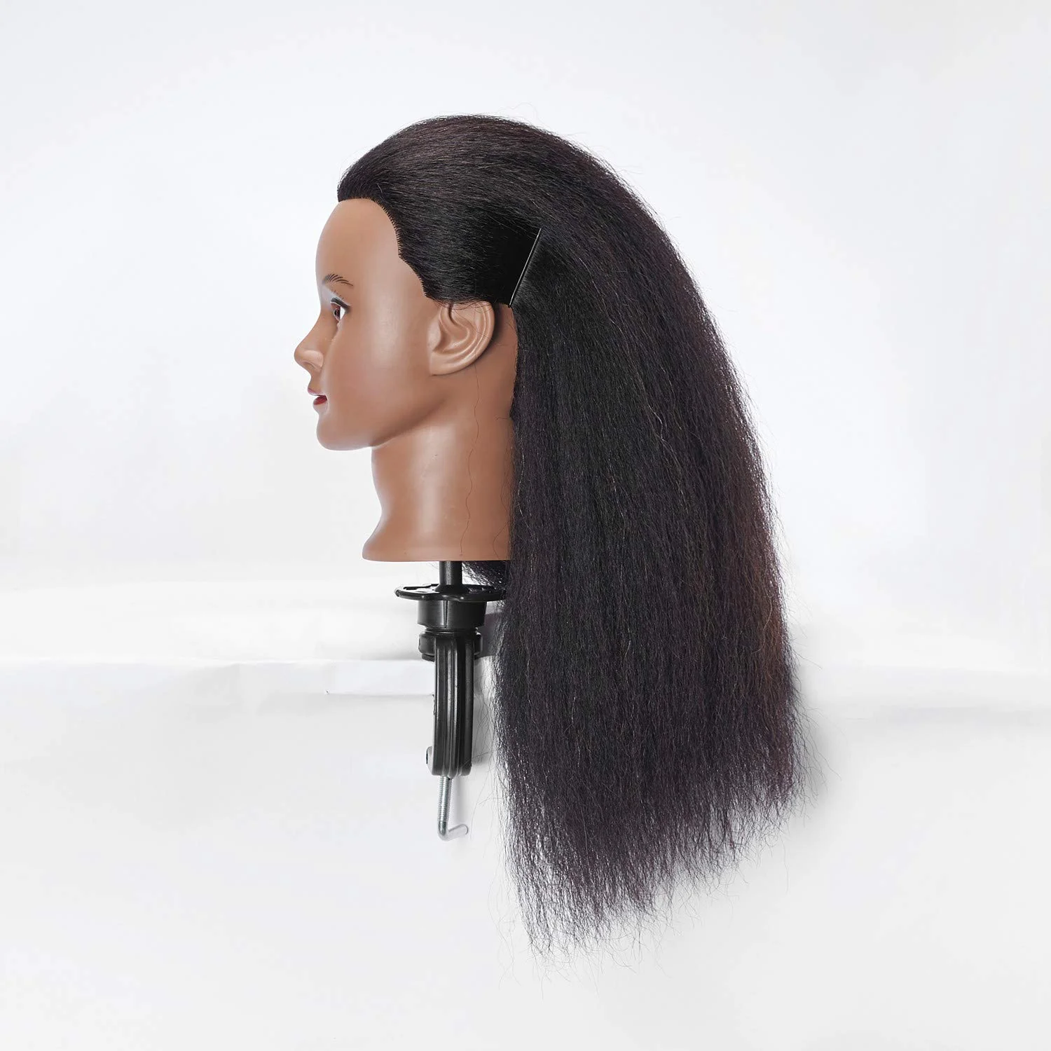 Hairlink 100% Real Hair Afro Mannequin Head Hairdresser Hair Styling Training Head Dolls for Cosmetology Manikin Maniquins Practice Head with Stand (6611B0216) - Image 4