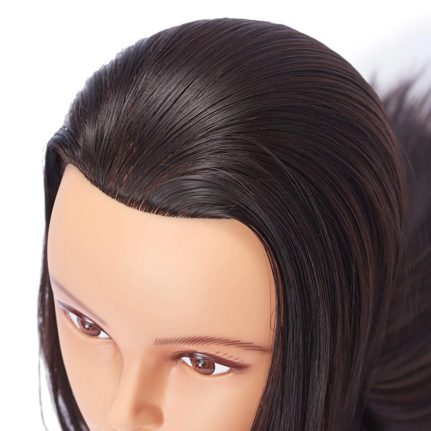 Hairlink 26-28'' Mannequin Head Synthetic Fiber Long Hair Styling Training Head Dolls for Cosmetology Manikin Maniquins Practice Head with Clamp Stand Holder (6611LB0220) - Image 4
