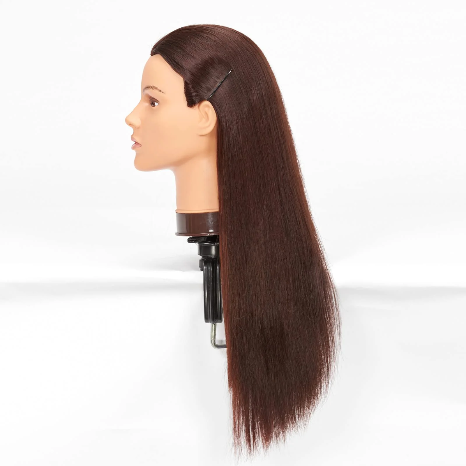 Hairlink 26-28'' Mannequin Head Yaki Synthetic Fiber Hair Styling Training Head Dolls for Cosmetology Manikin Maniquins Practice Head with Stand (9926LB0420) - Image 4