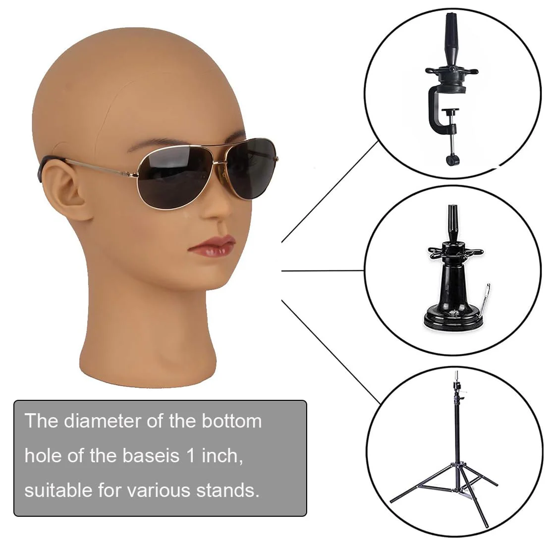 Hairway Female Professional Cosmetology Training Mannequin - Bald Mannequin Head for Wigs Making and Display - With Free T-Pins (Light Brown 21.5 Inch) - Image 7