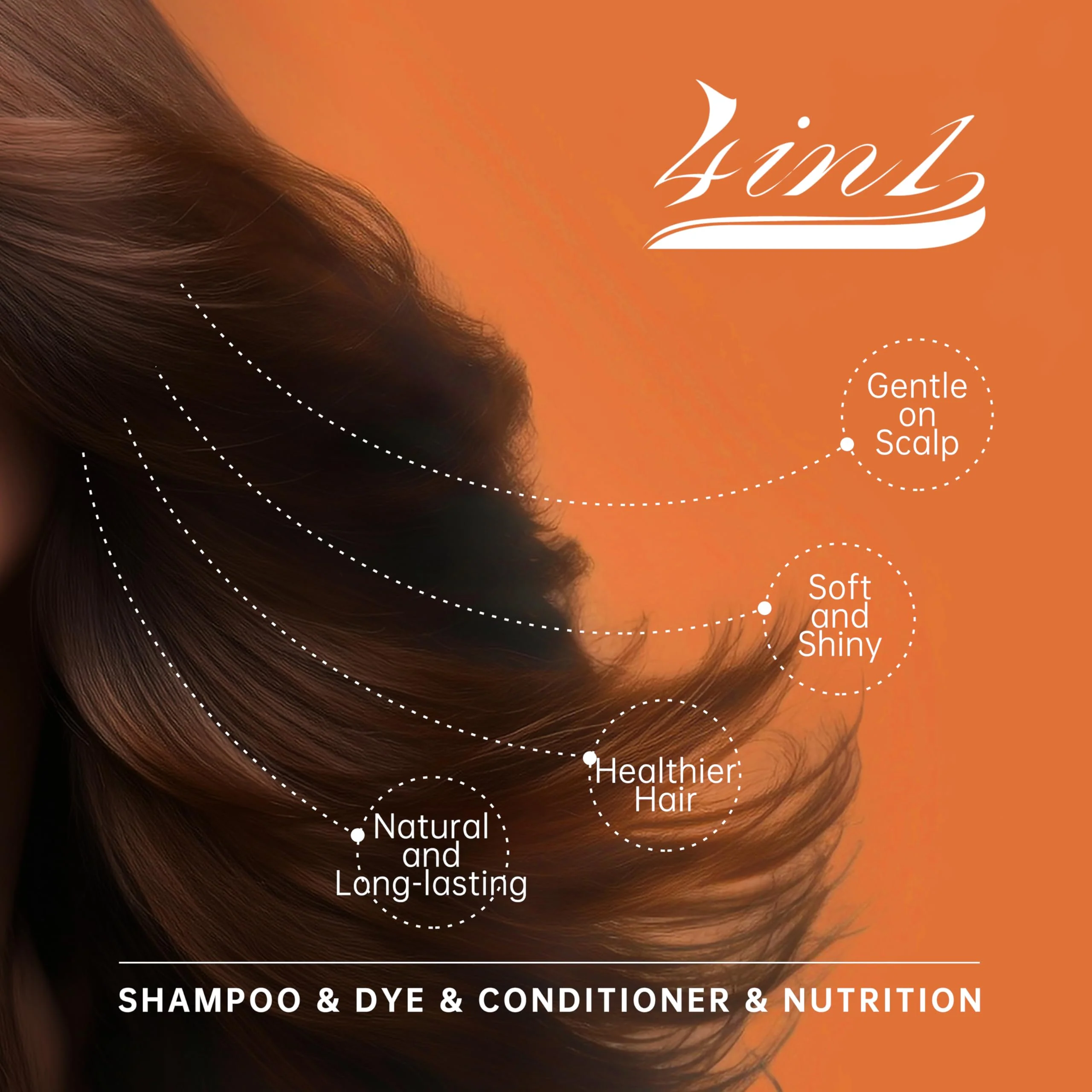 Happy Innocent Hair Color Shampoo for Gray Hair - Hair Dye Shampoo, 4 In 1 Easy to use Natural & Long-Lasting Looking Ammonia Free(Dark Brown) - Image 4