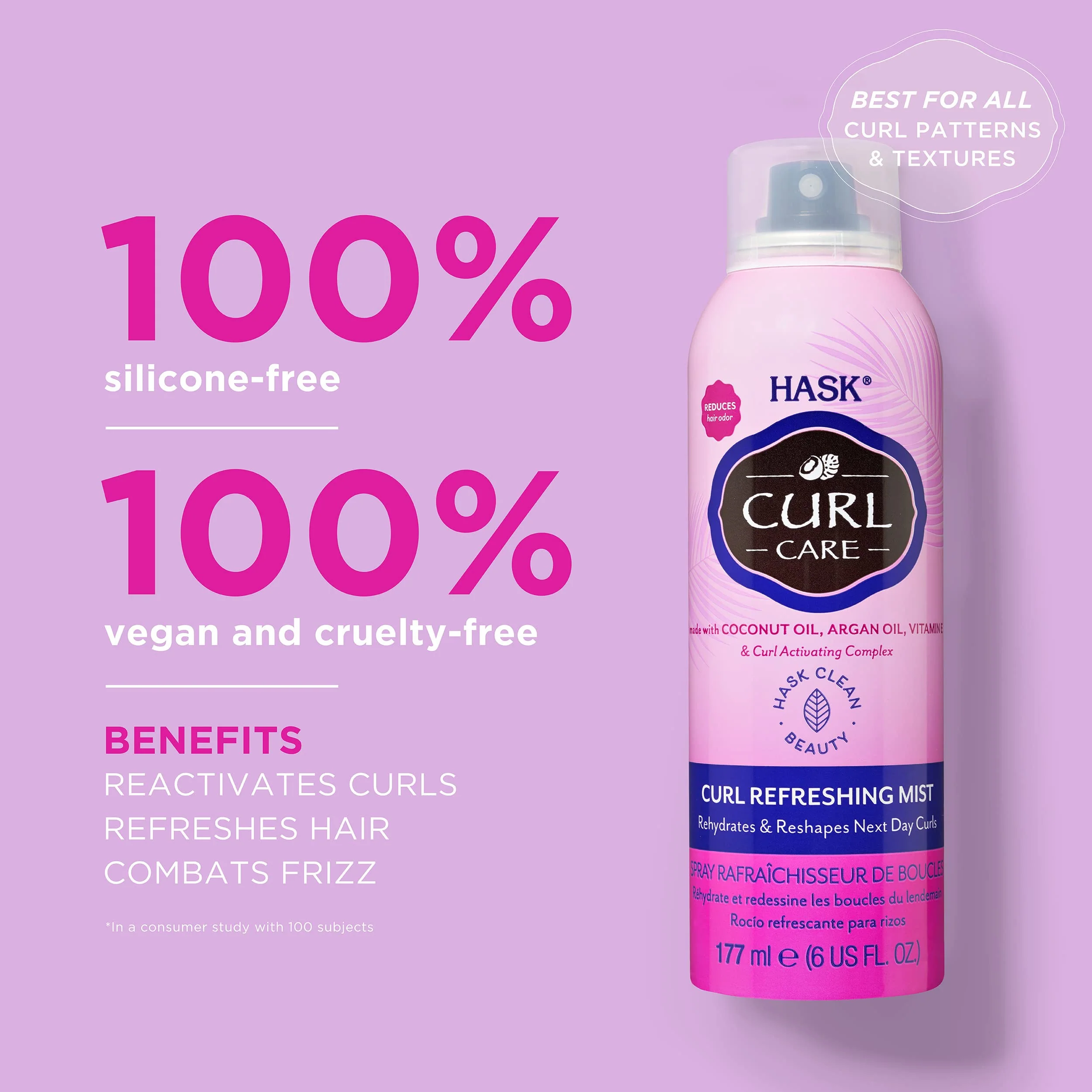 HASK CURL CARE Curl Refreshing Mist for curly hair, color safe, gluten free, sulfate free, paraben free - Image 4