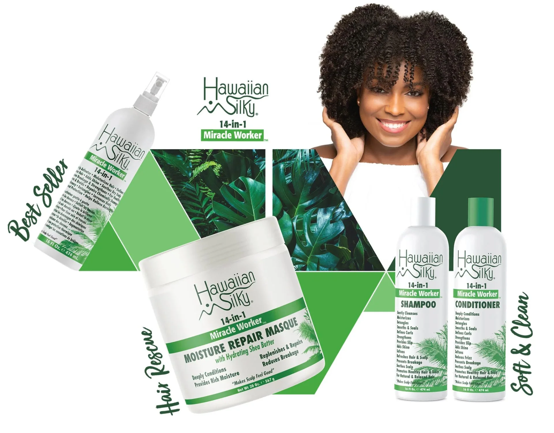 Hawaiian Silky 14 in 1 Miracle Worker Shampoo, 16 Oz. - Image 3