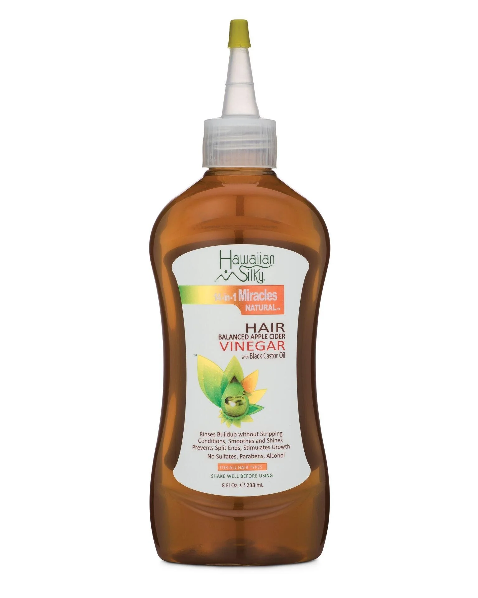 Hawaiian Silky Hawaiian silky 14-in-1 miracles balanced apple cider vinegar with black castor oil 8 fluid ounce, Brown, 8 Fl Ounce