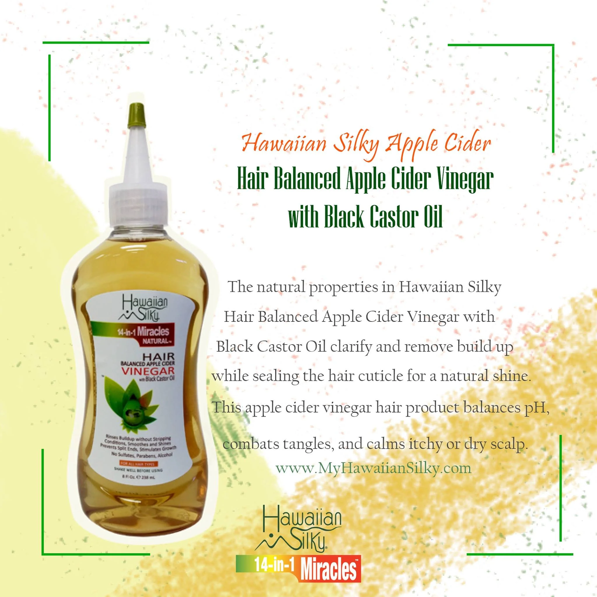 Hawaiian Silky Hawaiian silky 14-in-1 miracles balanced apple cider vinegar with black castor oil 8 fluid ounce, Brown, 8 Fl Ounce - Image 4