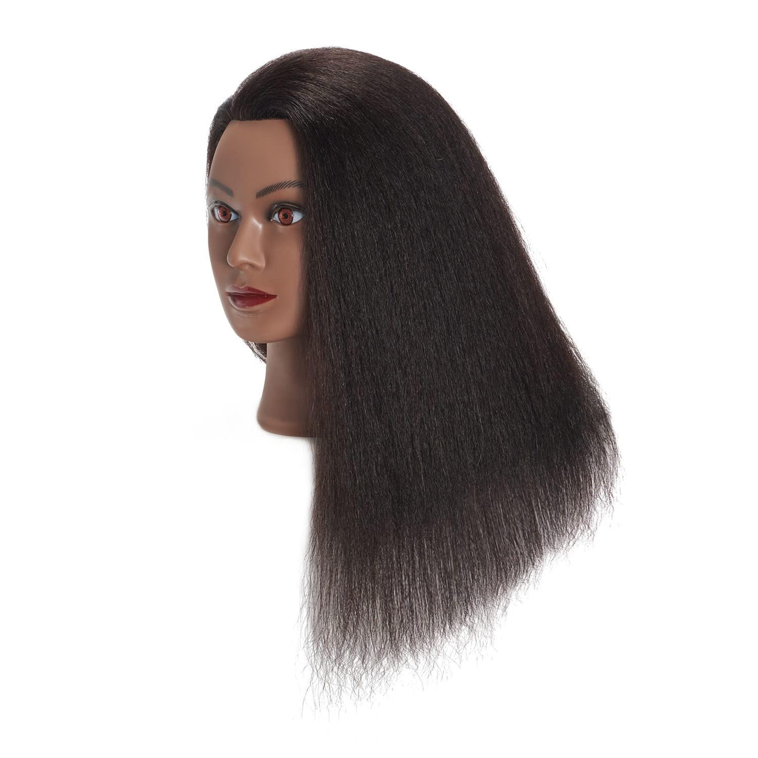 Headstar Mannequin Head 100% Real Hair 16" Afro Training Head Mannequin Doll Head Manikin Head Styling Training Head Cosmetology Doll Head Hair for Practice Cutting Braiding with Clamp Stand - Image 3