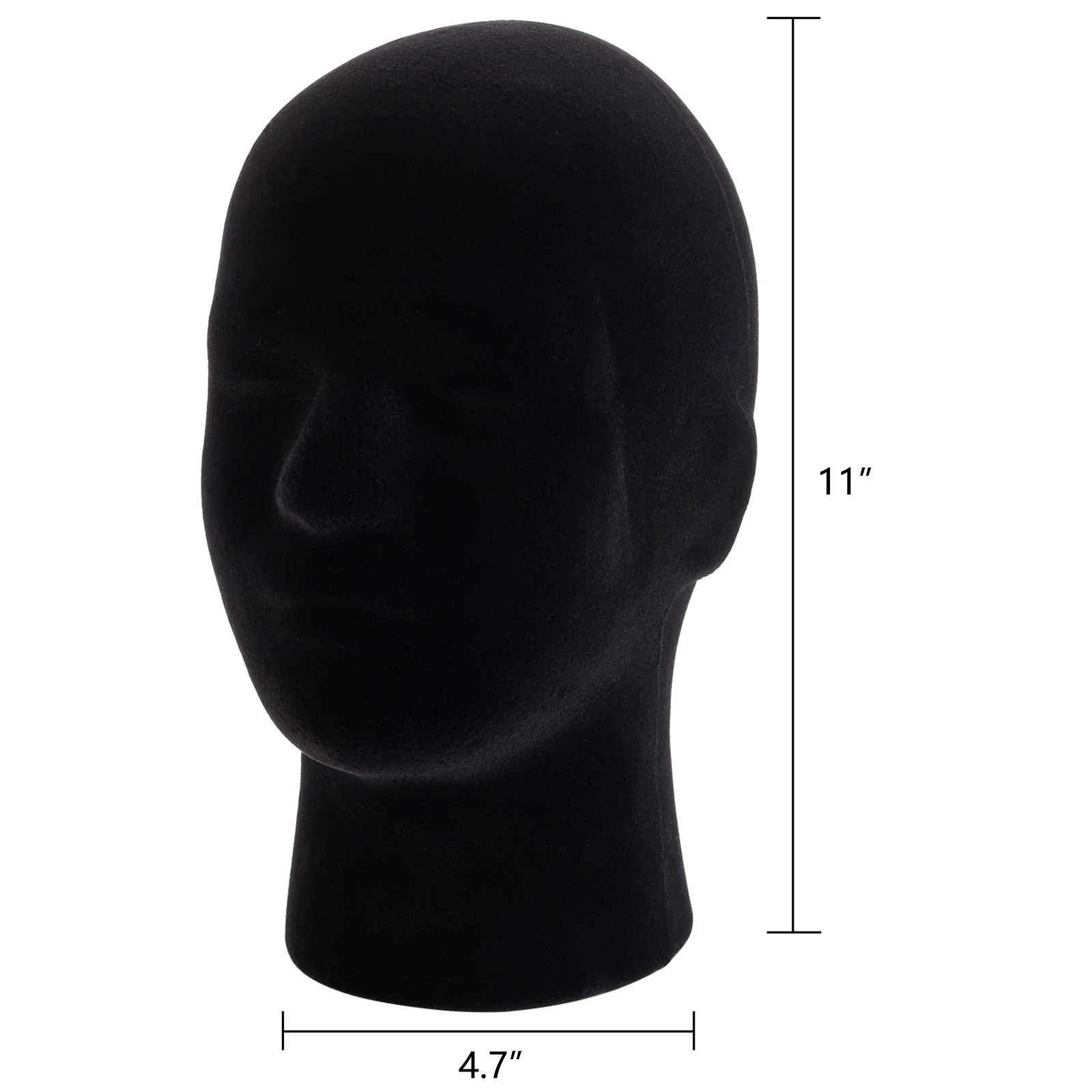 Hedume 2 Pack Mannequin Head Stand Model, Foam Black Velvet Male Wigs Display Model, Mannequin Manikin Head for Wig, Hat, Glasses - Image 4