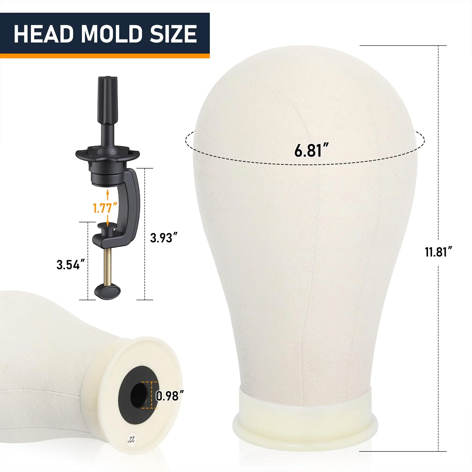 Hemndic Wig Stand with Head, Height Adjustable Wig Stand, Wig Head Stand with Mannequin Head with Extra Wig head Clamp Stand - Image 5