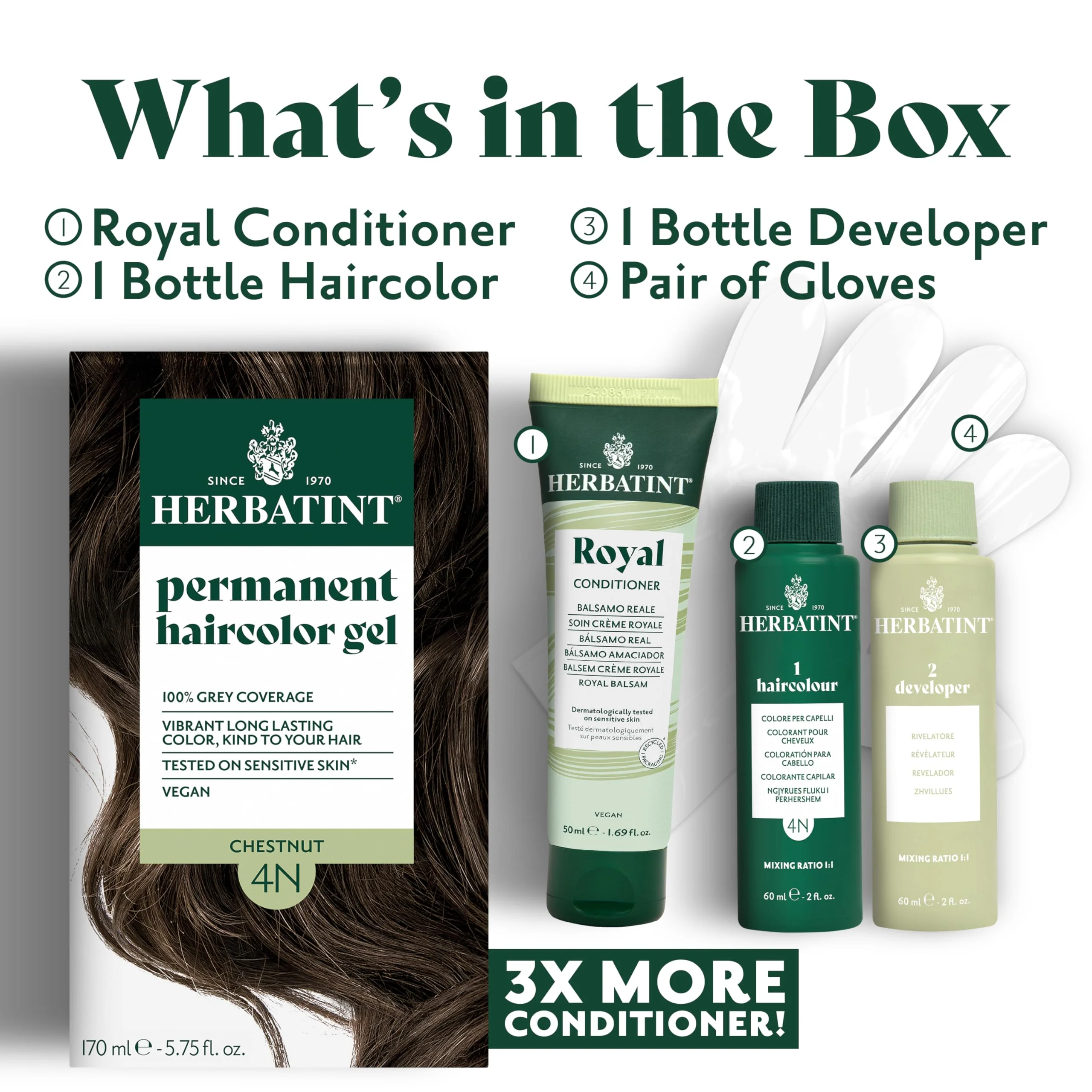Herbatint Permanent Hair Dye For Women - 4N Chestnut - For Up To 100% Gray Coverage of Resistant Gray Hair - Ammonia-Free, Alcohol-Free & Vegan - Salon Influenced Hair color 5.75 fl oz - Image 8