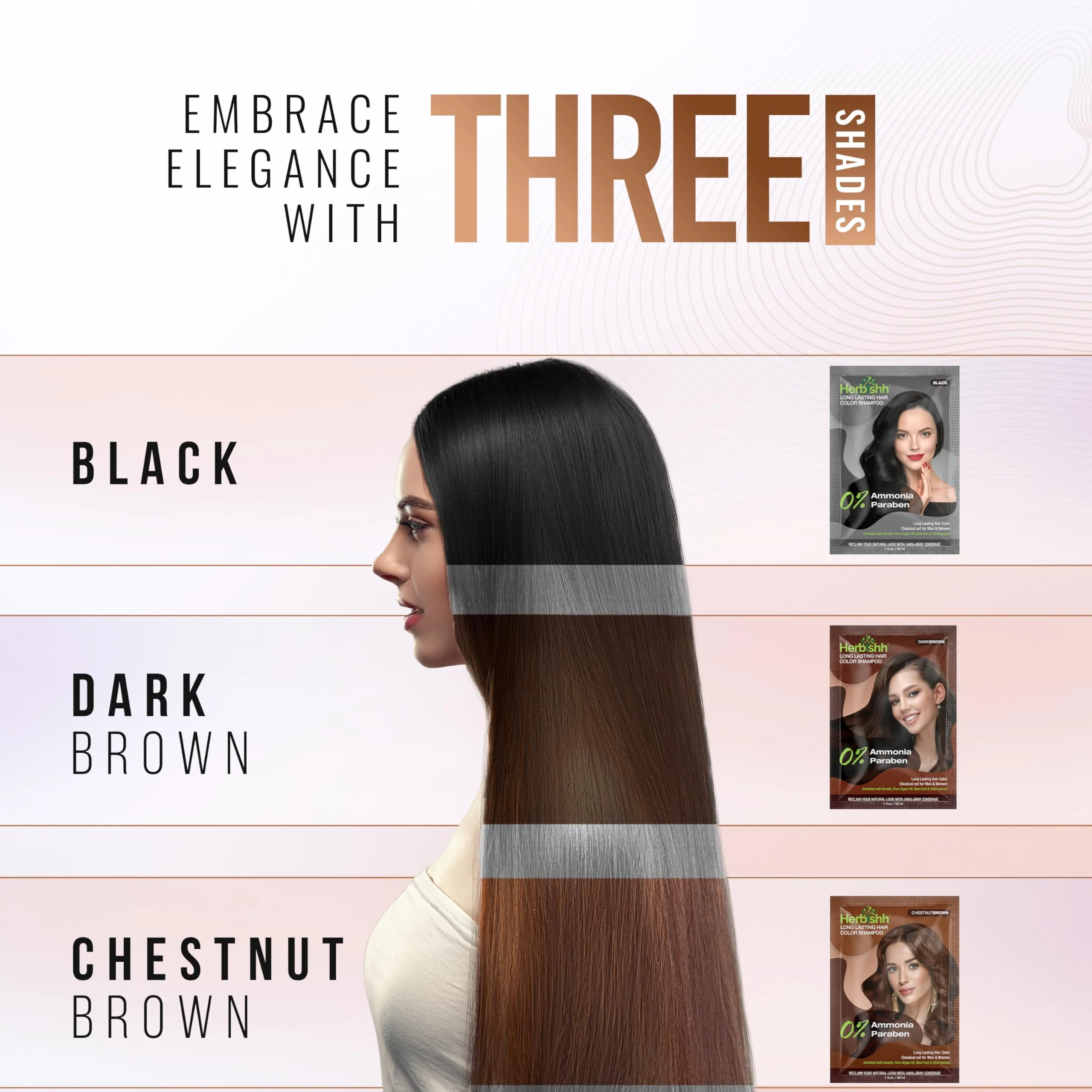 Herbishh Chestnut Brown Shampoo for Gray Hair, Hair Dye Shampoo 3 in 1, 100% Grey Coverage, Instant Permanent Shampoo for Men & Women, Long-lasting & Travel-friendly, Ammonia-free, 30 ml (Pack of 5) - Image 6