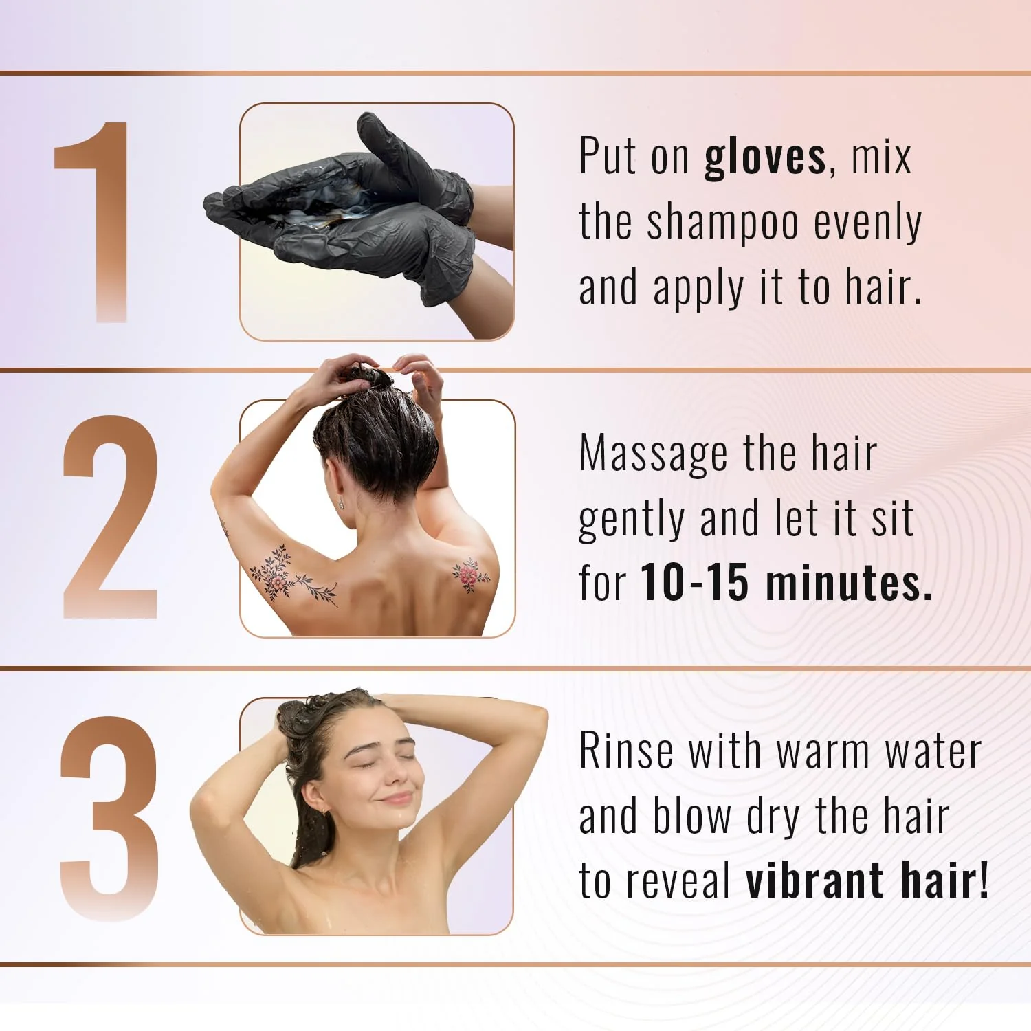 Herbishh Natural Hair Dye Shampoo with Argan Mask - Long-Lasting Color for Gray Hair - Travel Size, 10+1 Pack, Ammonia-Free (Black) - Image 3
