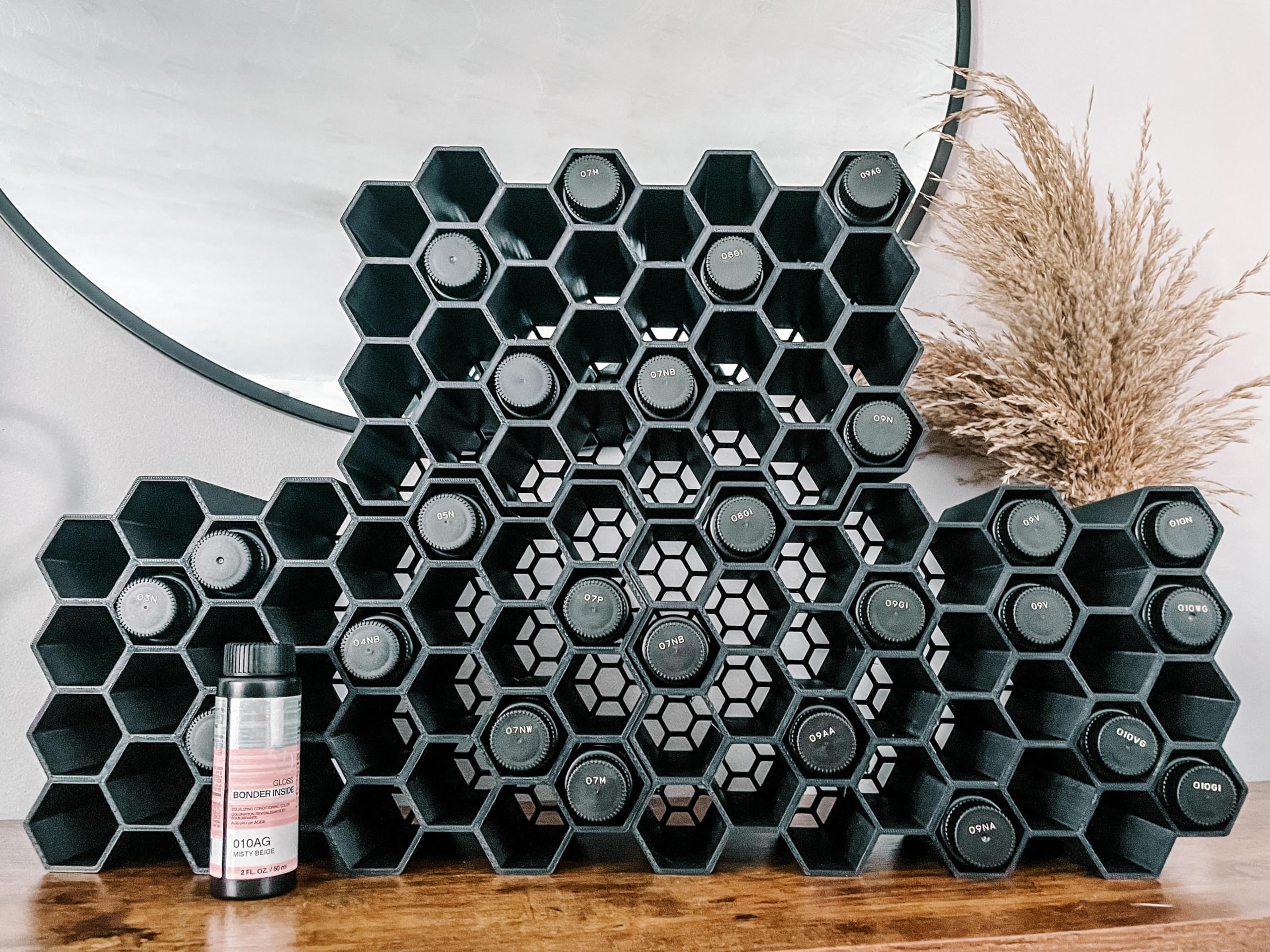 HexRacks Hair Dye Holder - Shades EQ & More - Wall Mountable or Stackable - Hair Sylist Dye Holder Rack | Holds 42 Bottles Per Section - Image 3