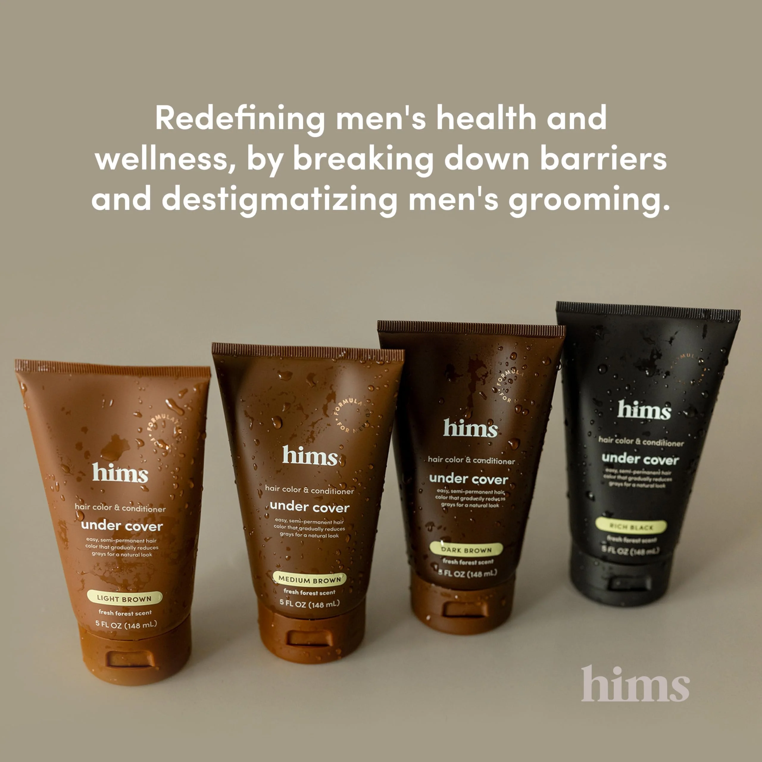 hims Under Cover Hair Color & Conditioner - With Argan Oil - Semi-Permanent In-Shower Hair Dye - Blends Grays Naturally - Sulfate-Free & Cruelty-Free - Fresh Forest Scent - Dark Brown - 5 Fl Oz - Image 6