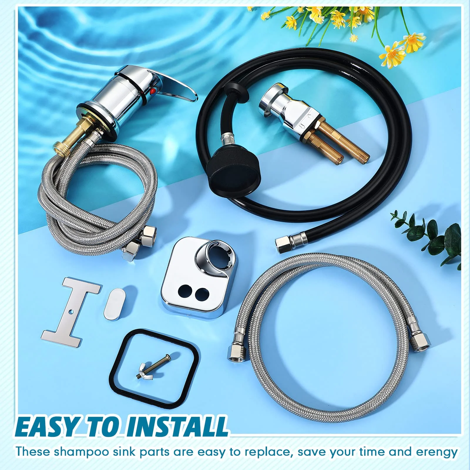 Hortsun 8 Pcs Salon Shampoo Bowl Faucet Vacuum Breaker Kit Shampoo Bowl Breaker Vacuum Set Sink Parts Replacement for Home Salon Hair Washing Station, Sink Faucet Sprayer Hose Set - Image 7