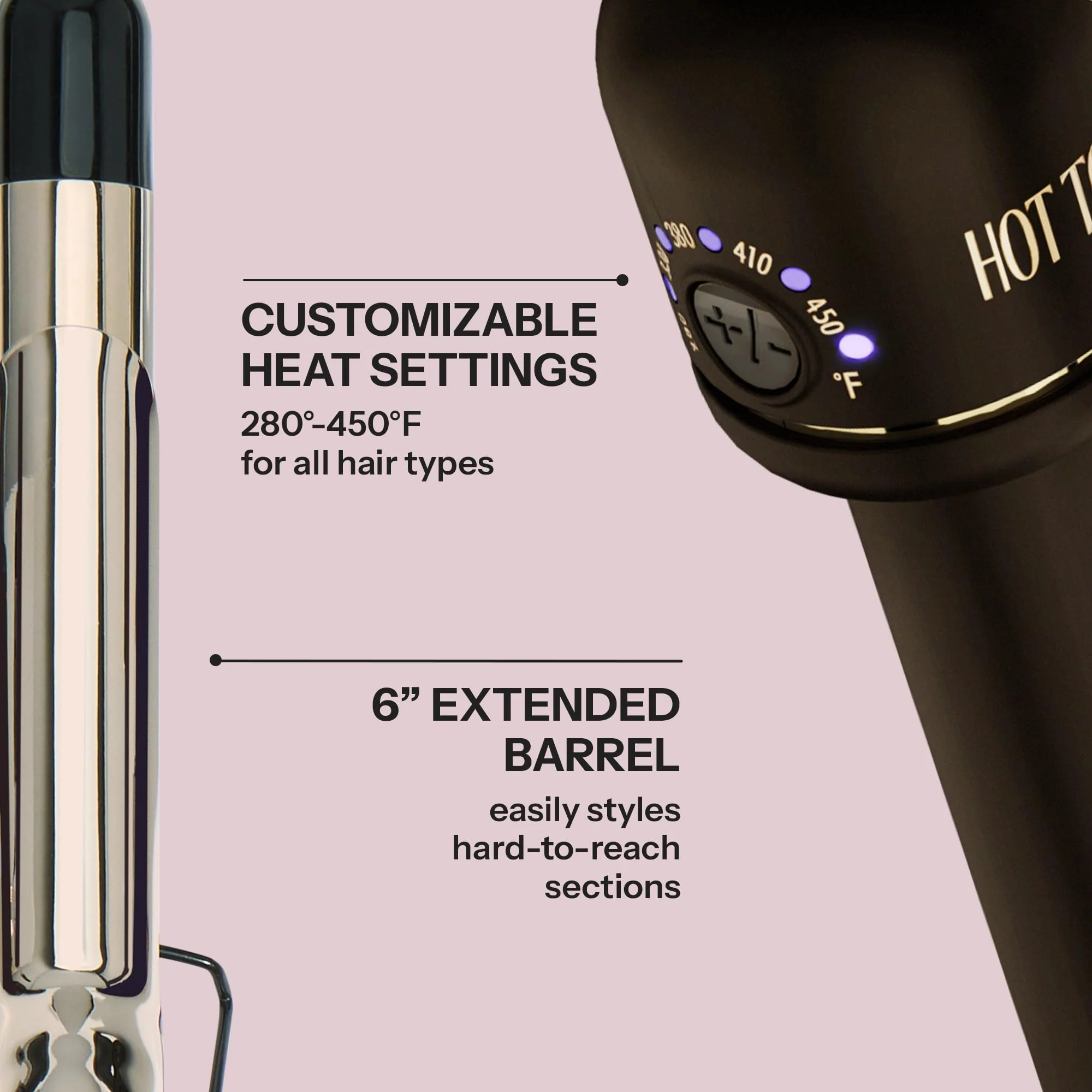 HOT Tools 24K Gold Professional 1 1/2" Extended Barrel Curling Iron with Clamp for Bouncy Curls, Faster Styling, Less Damage & Long-Lasting Results - Image 4