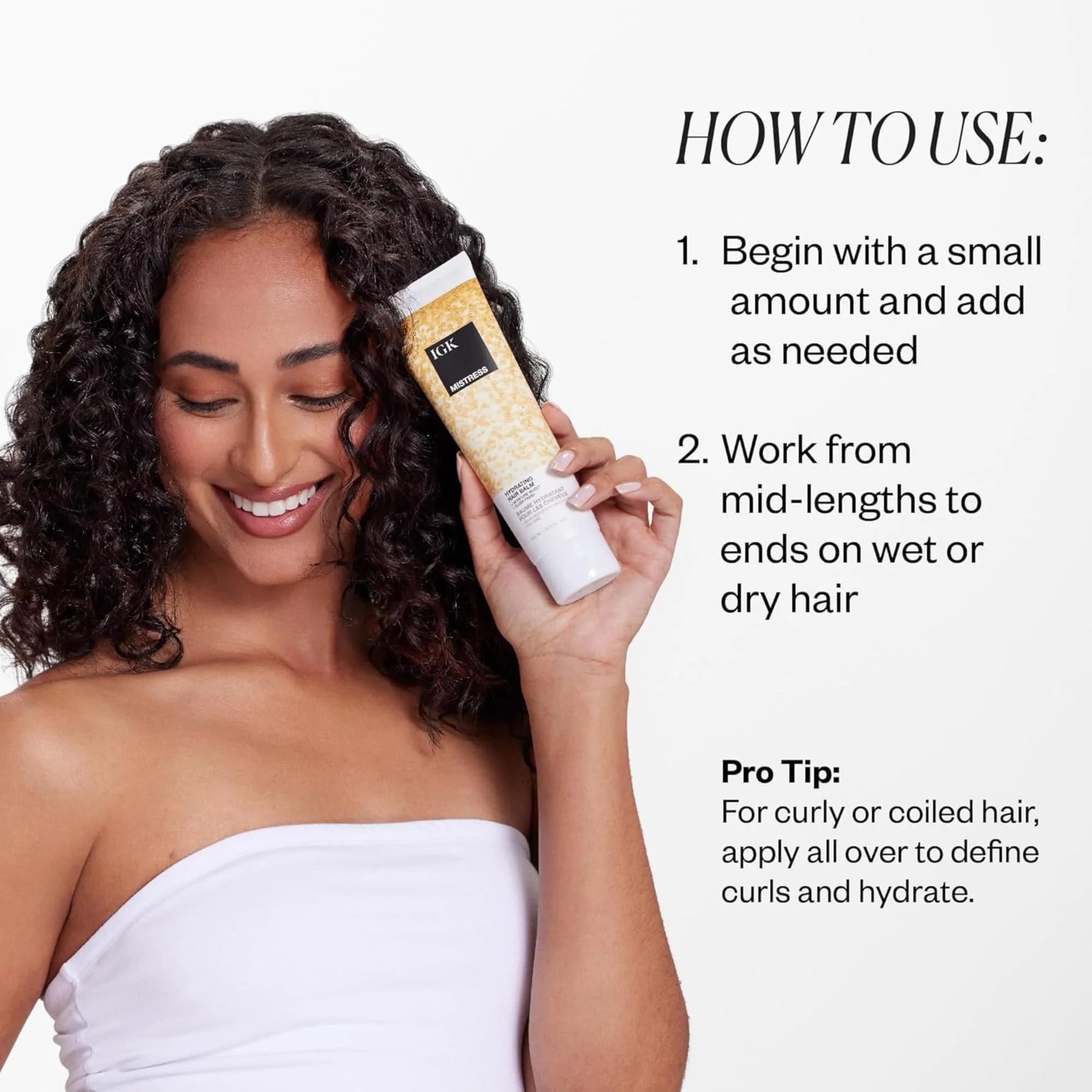 IGK Mistress Hydrating Hair Balm | Leave-In Conditioner + Smoothing Styling Cream | Frizz Control for Dry, Curly & Wavy Hair | Coconut Oil Treatment | Vegan | 5 oz - Image 6