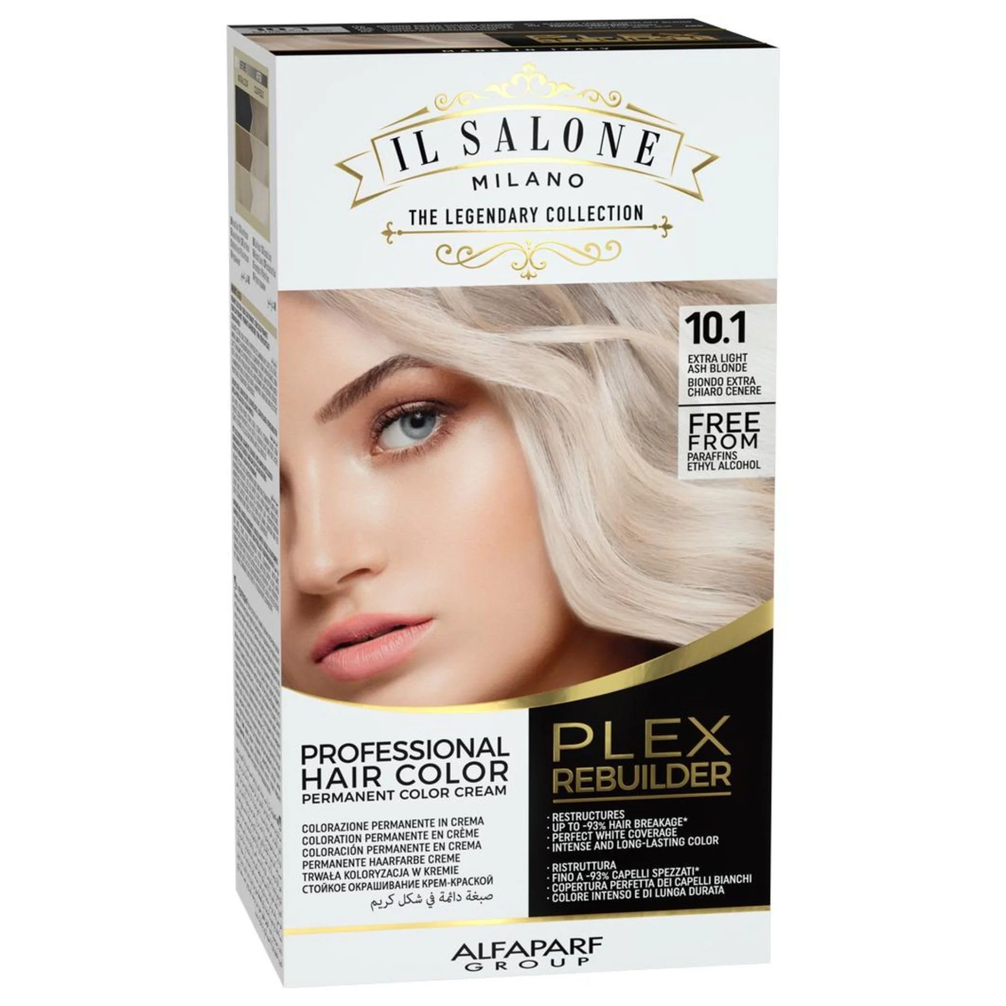 Il Salone Milano Plex Rebuilder Permanent Hair Color- 10.1 Extra Light Ash Blonde Hair Dye - Professional Salon - Premium Quality - Protects and Restructures - Paraffin, Paraben, Ethyl Alcohol Free