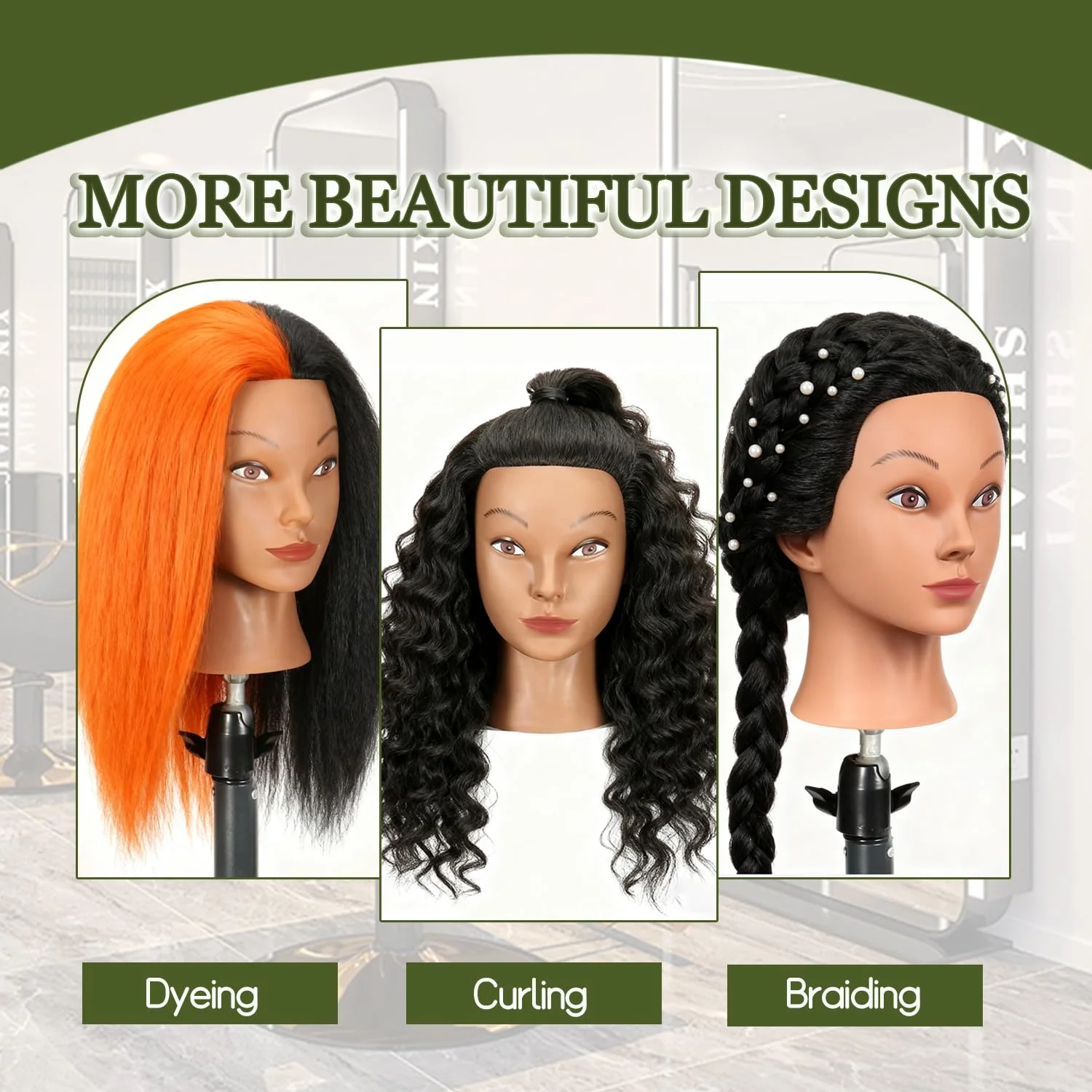 Ineffable 16"Mannequin Head with Hair Mannequin Head for Braiding Hairstylists Manikin Head Cosmetology Doll Head for Hair Styling (16inch) - Image 5