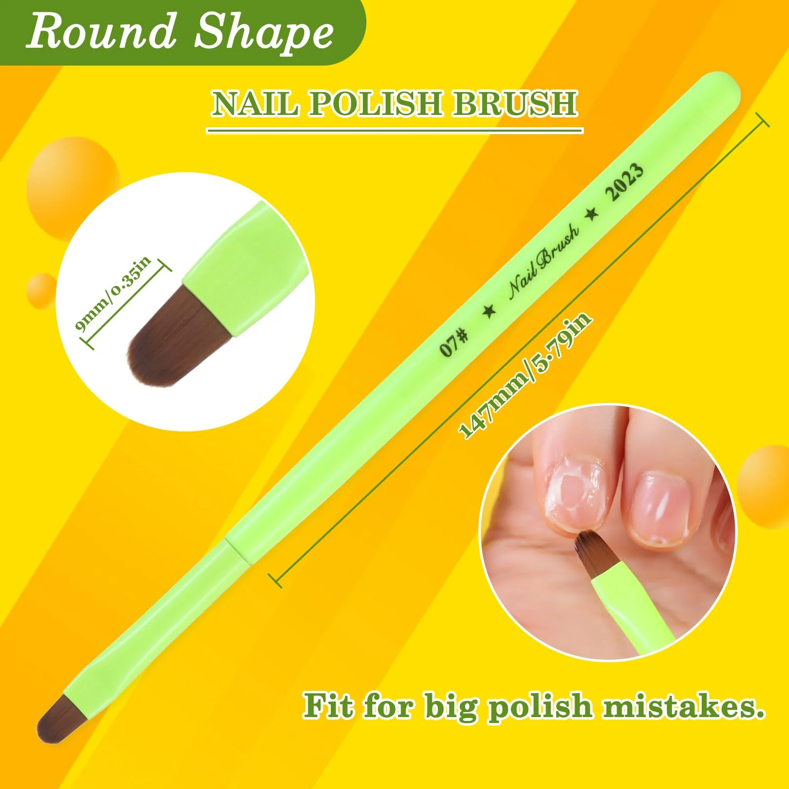 INENK 3PCS Nail Clean Up Brushes for OPI Nail Polish Remover, Brushes for Cleaning Polish Mistakes on the Cuticles, Acetone Resistant Nail Brush for Nail Art and Designs（Fluorescent Green ） - Image 6