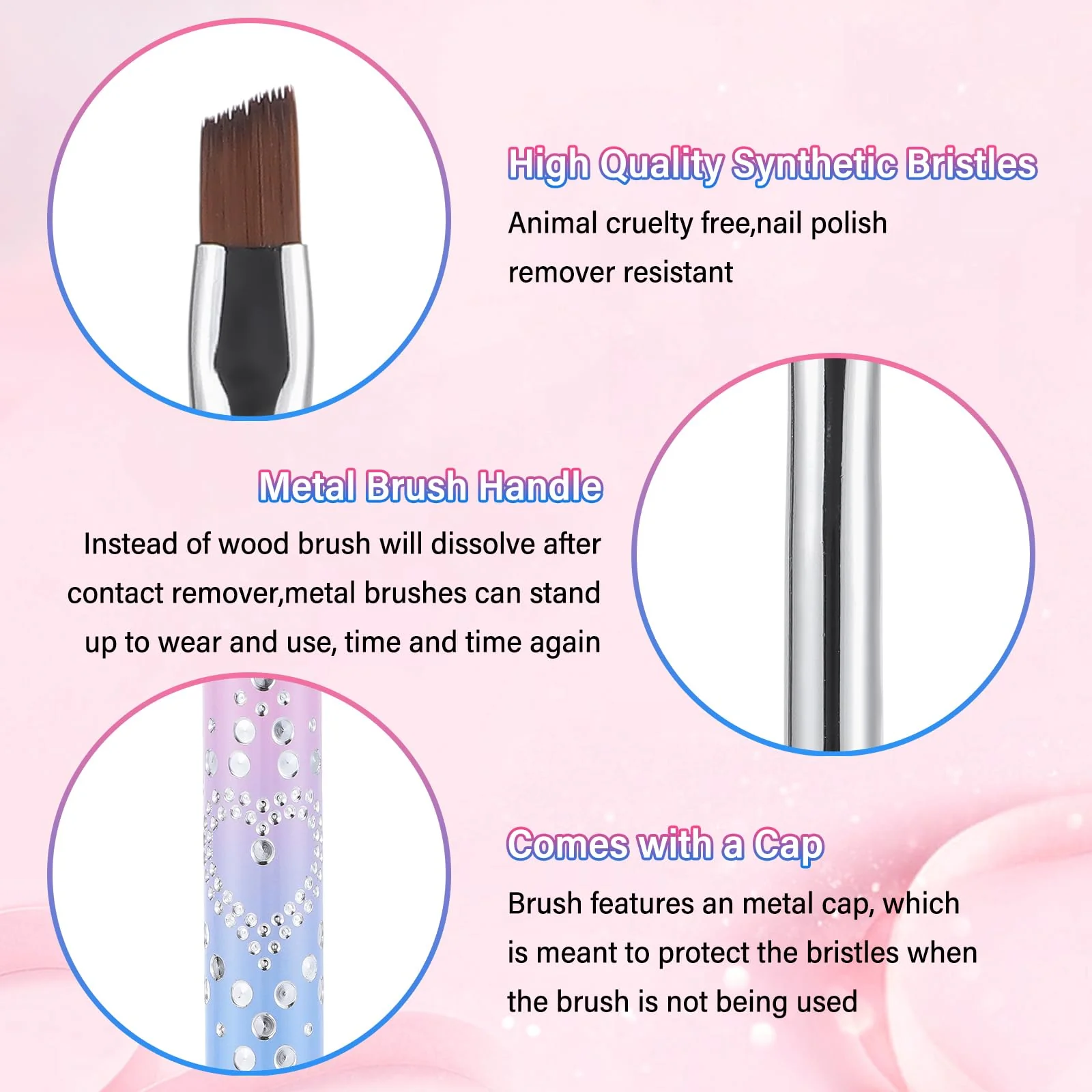 INENK for OPI Nail Polish Remover, 3PCS Nail Clean UP Brushes for Cleaning Polish Mistakes on the Cuticles, Acetone Resistant Nail Brush for Nail Art and Designs - Image 3