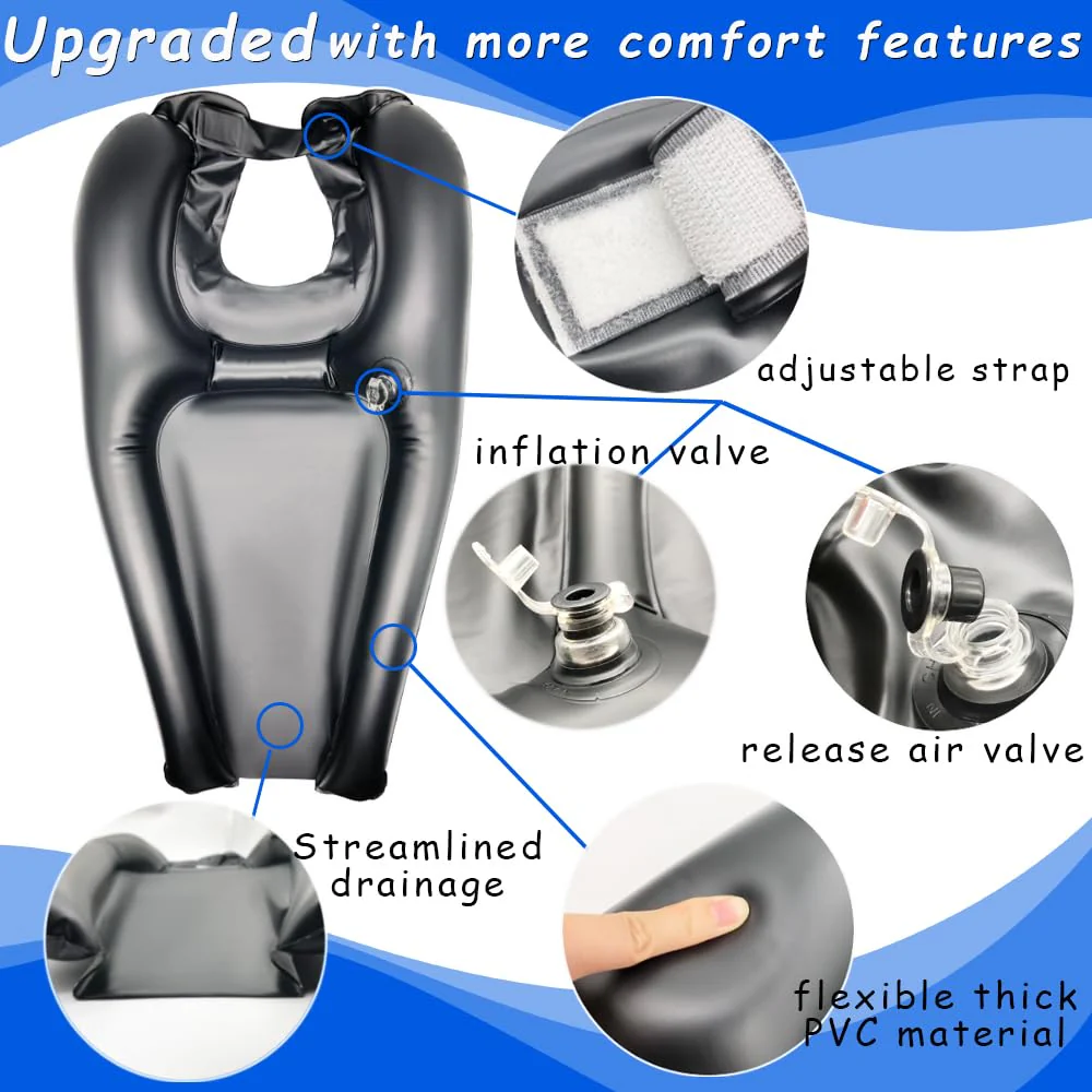 Inflatable Shampoo Bowl, Portable Hair Washing Tray for Bedside and in Bed, Lightweight Shampoo Basin for Elderly, Disabled, Pregnant, Injured, Bedridden, Handicap, Lightweight Hair Washing Sink - Image 4
