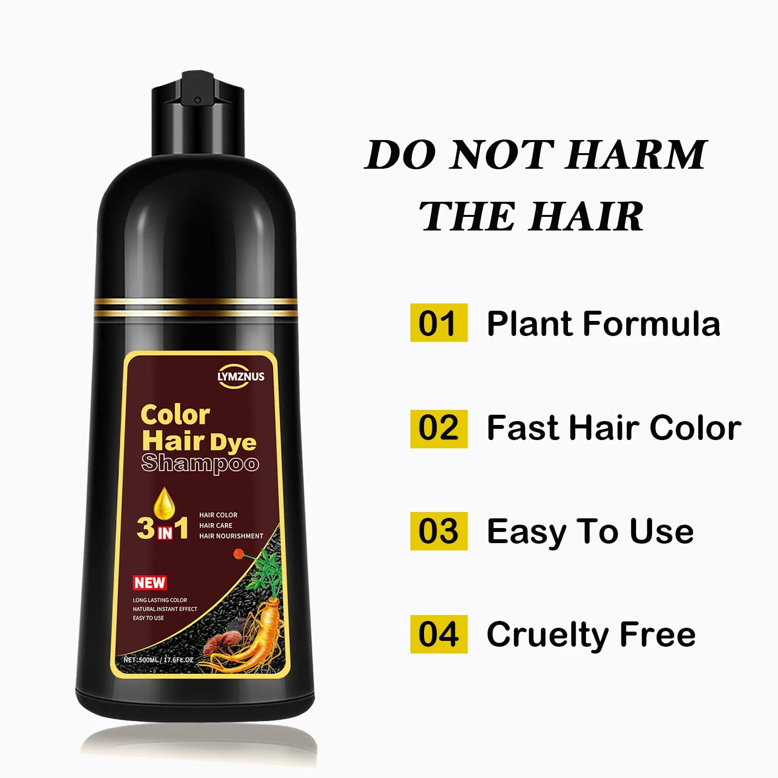 Instant Cherry Brown Hair Color Shampoo for Men and Women, Herbal Hair Dye Shampoo 3 in 1, Long lasting & Easy to Use Cherry Brown Hair Shampoo 500ml - Image 4