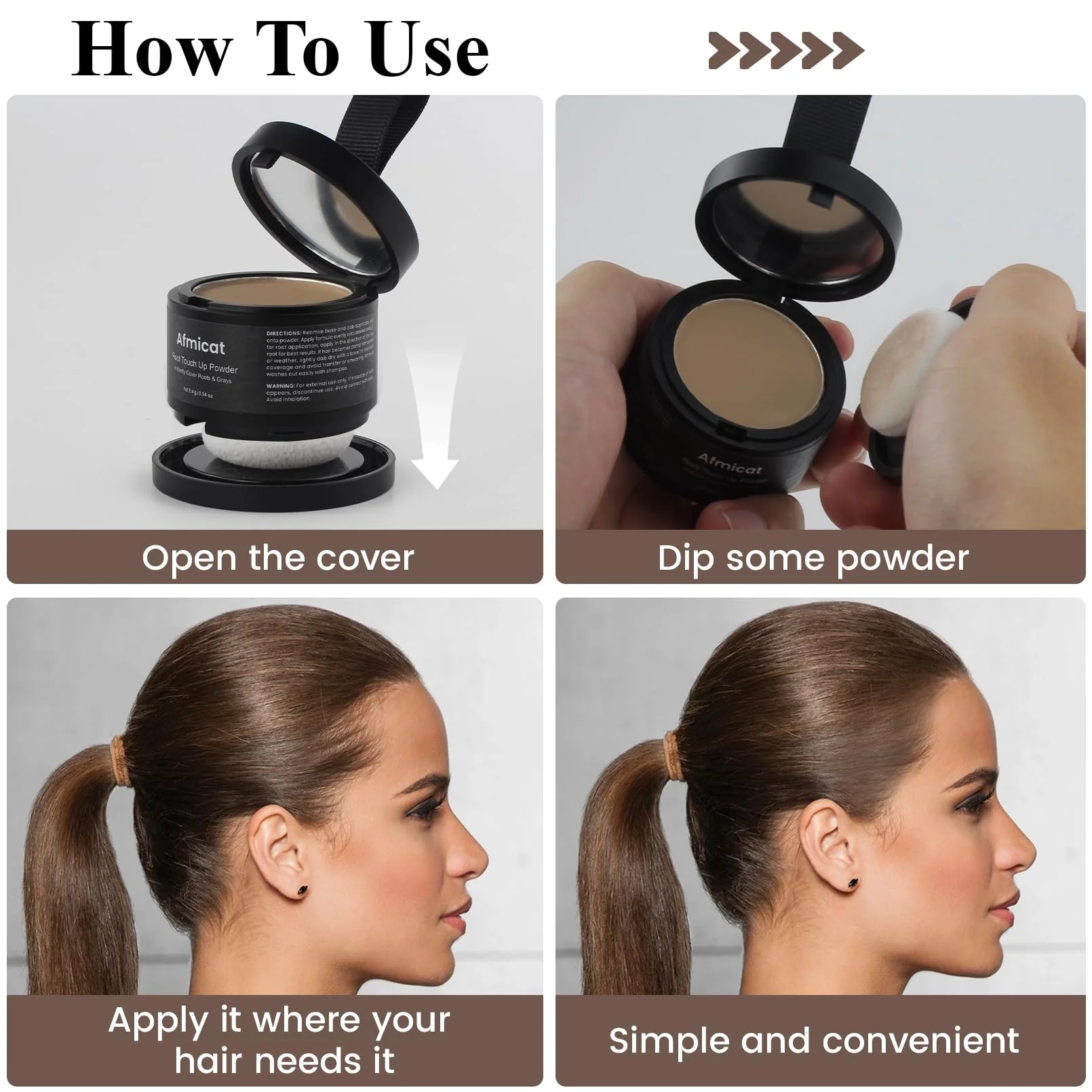 Instant Hairline Powder, Root Touch Up Hair Color for Gray Coverage and Thinning Hair, Root Cover Up Conceals Hair Loss & Bald Spots, Natural and Non-Greasy Hair Color for Women & Men, Light-Brown - Image 4
