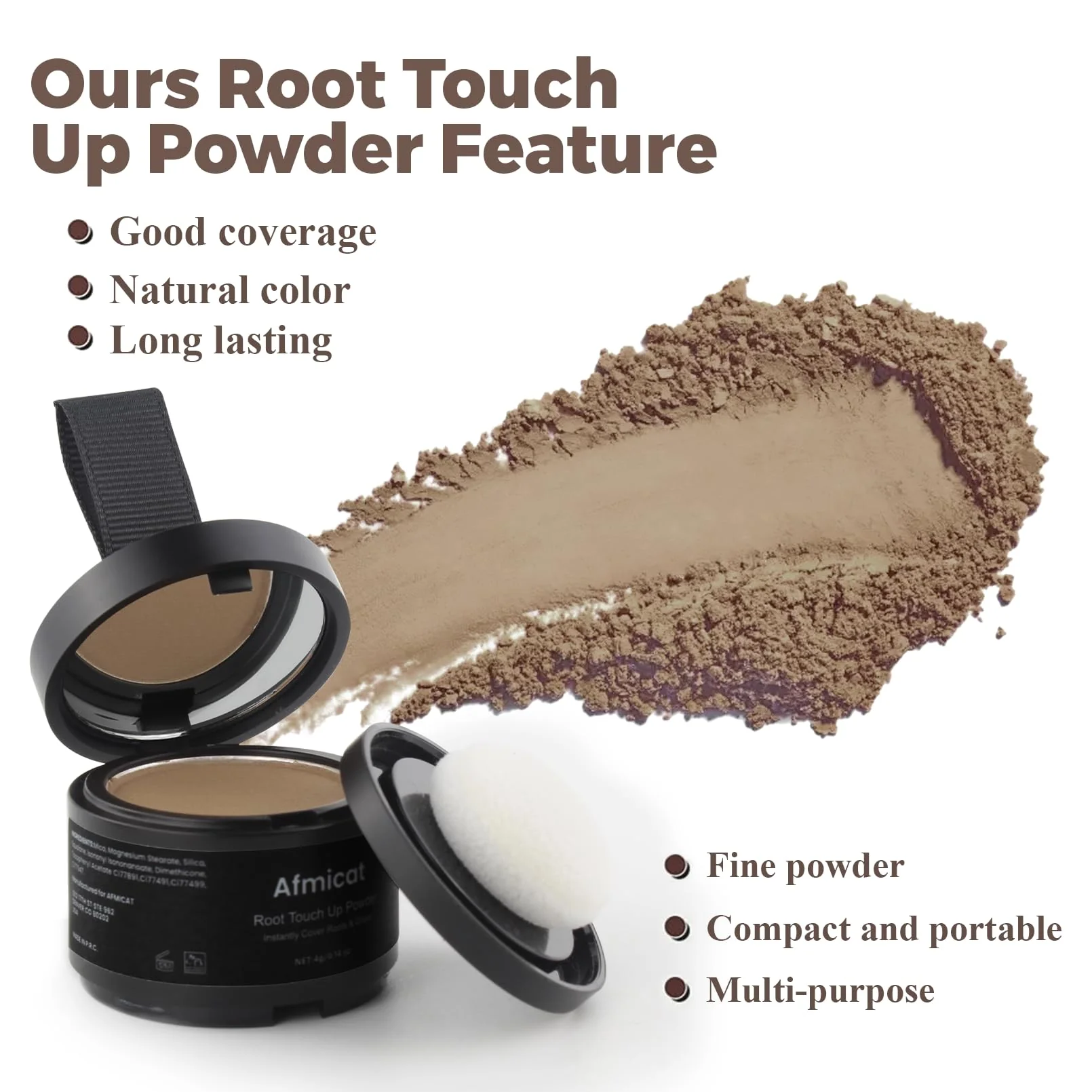 Instant Hairline Powder, Root Touch Up Hair Color for Gray Coverage and Thinning Hair, Root Cover Up Conceals Hair Loss & Bald Spots, Natural and Non-Greasy Hair Color for Women & Men, Light-Brown - Image 5