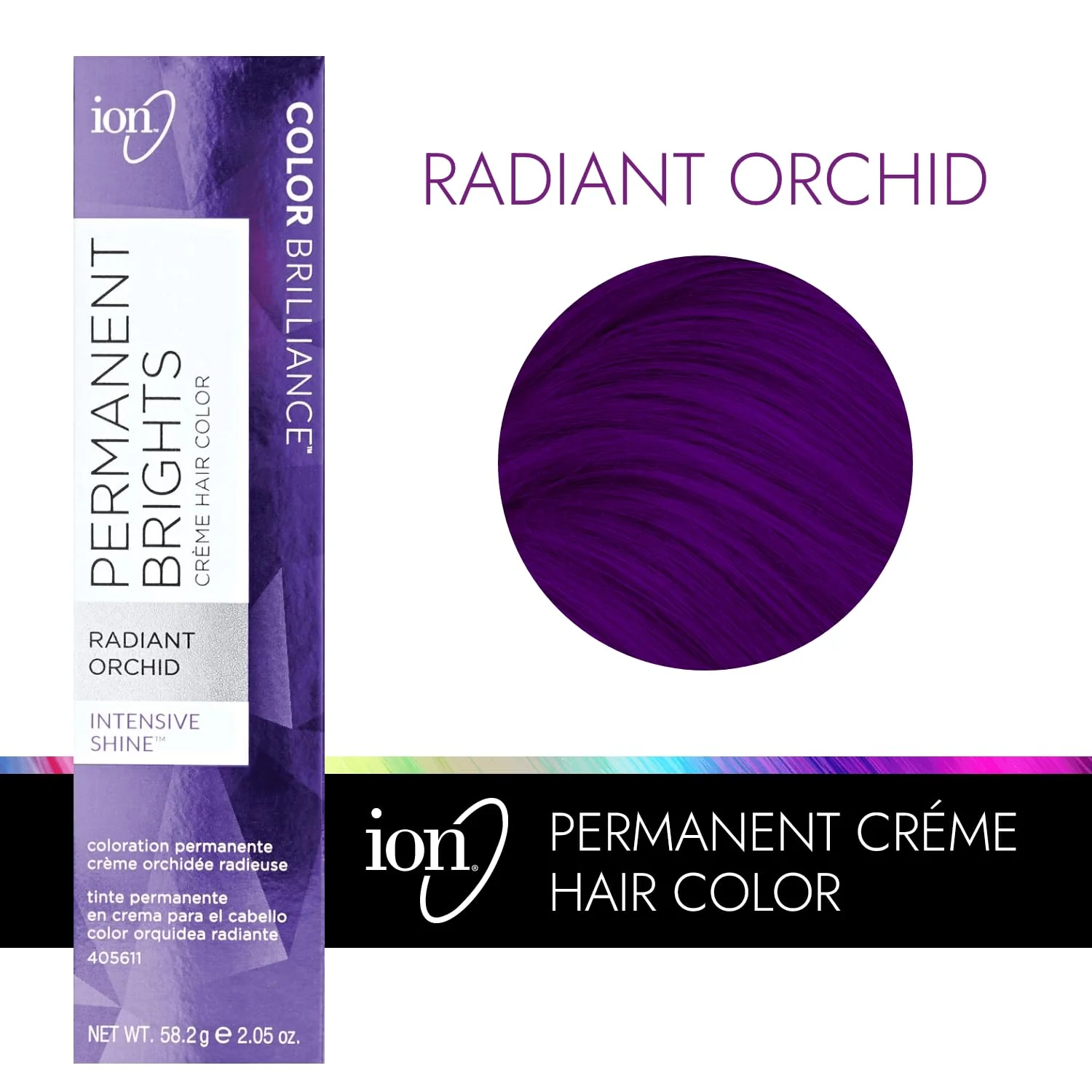 Ion Permanent Brights Creme Hair Color Radiant Orchid, Vegan, Cruelty Free, PPD Free, 100% Gray Coverage, Long Lasting, Fade Resistant Color, 2.05 oz - Image 3
