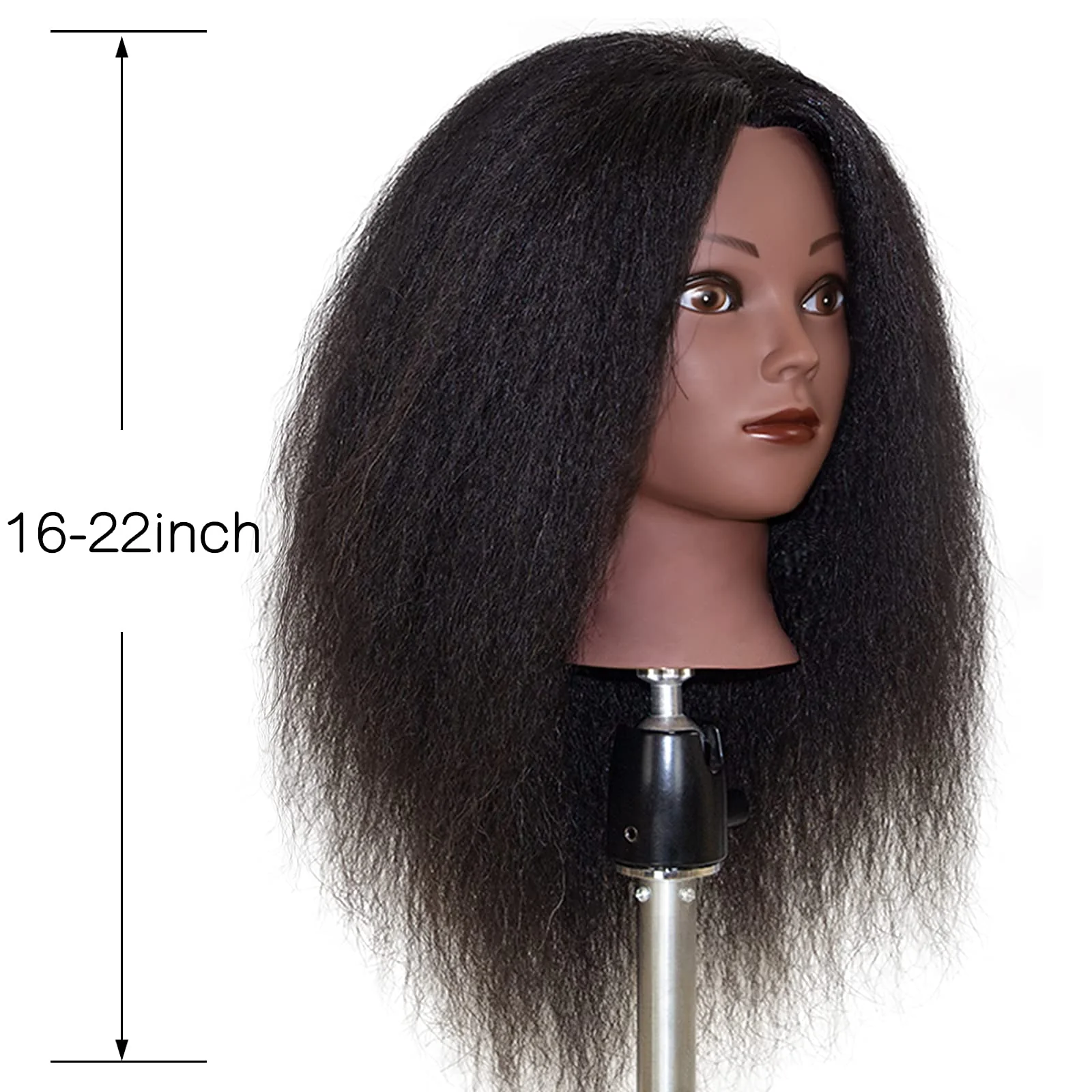 ISHOT Mannequin Head Human Hair,16"100% Real Human Hair,Beauty School Hair Practice Head,Manikin Cosmetology Hairdresser Training Head,Doll Head - Image 3