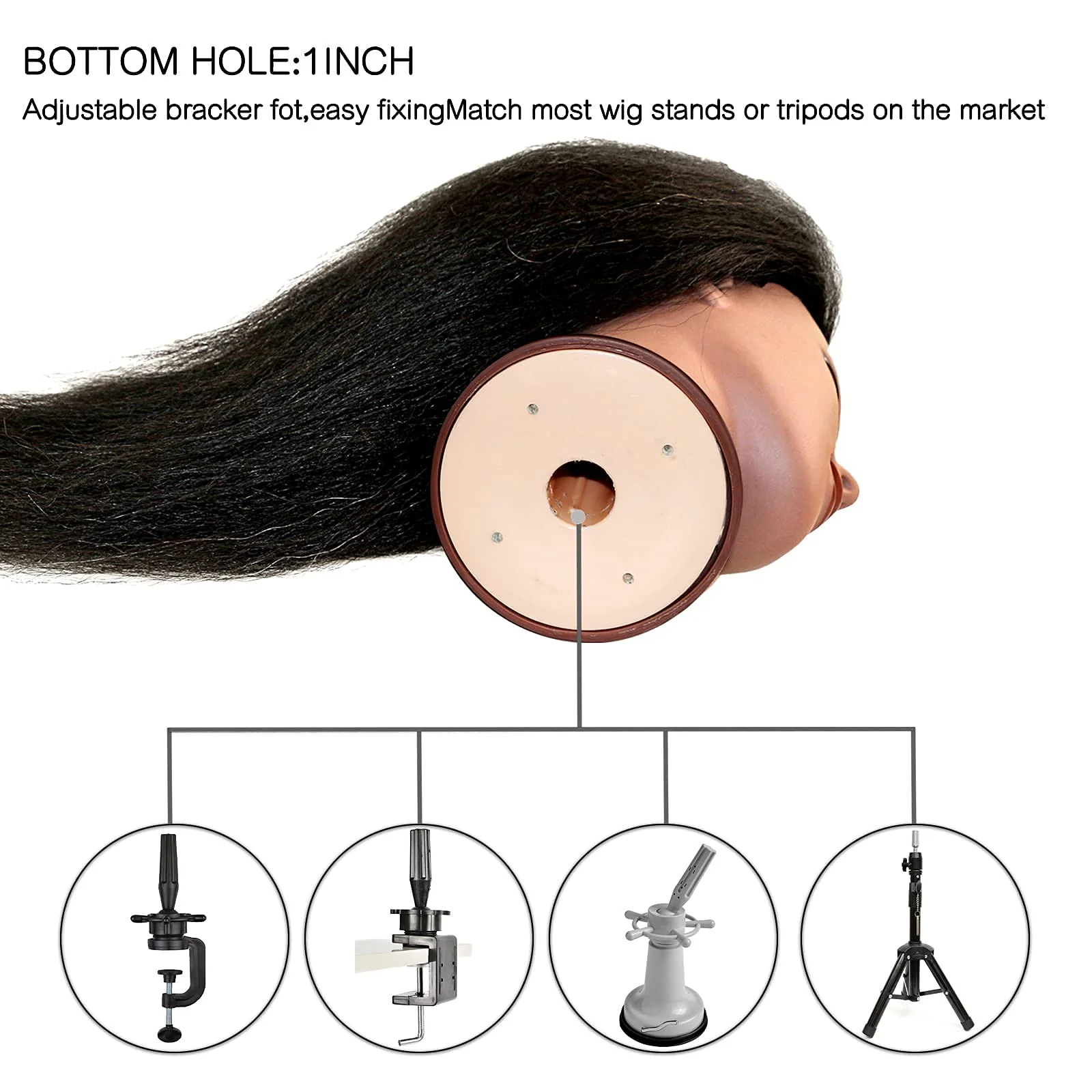 ISHOT Mannequin Head Human Hair,16"100% Real Human Hair,Beauty School Hair Practice Head,Manikin Cosmetology Hairdresser Training Head,Doll Head - Image 4