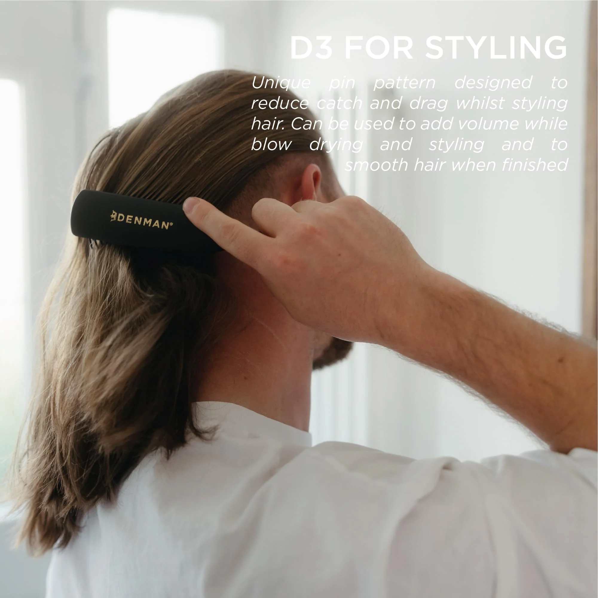 Jack Dean by Denman Curly Hair Brush D3 (All Black) 7 Row Styling Brush for Detangling, Separating, Shaping and Defining Curls - For Women and Men - Image 4