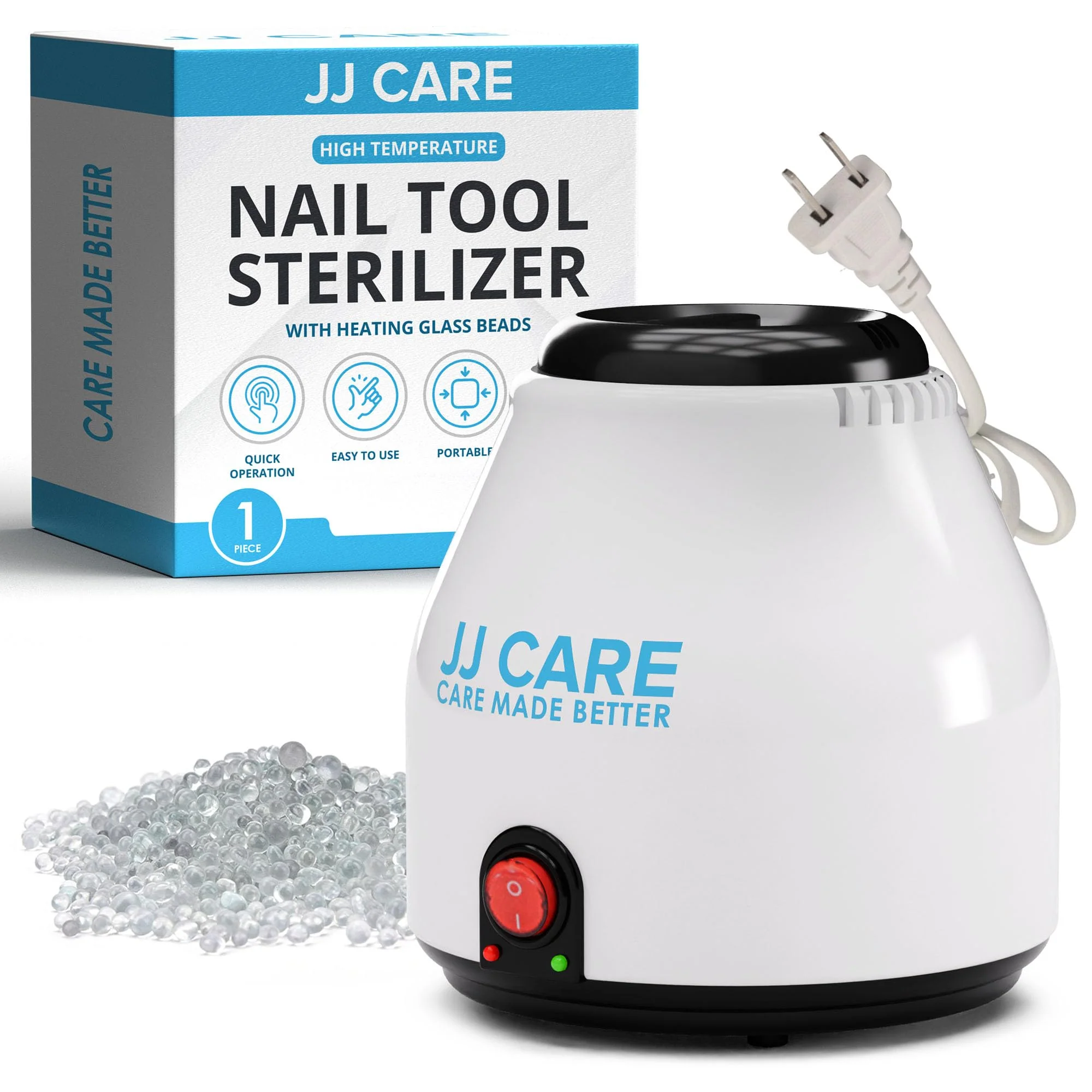 JJ CARE Nail Tool Sterilizer with Glass Beads | Implement Tweezer Disinfectant Container | Salon & Manicure Disinfectant Jar Small