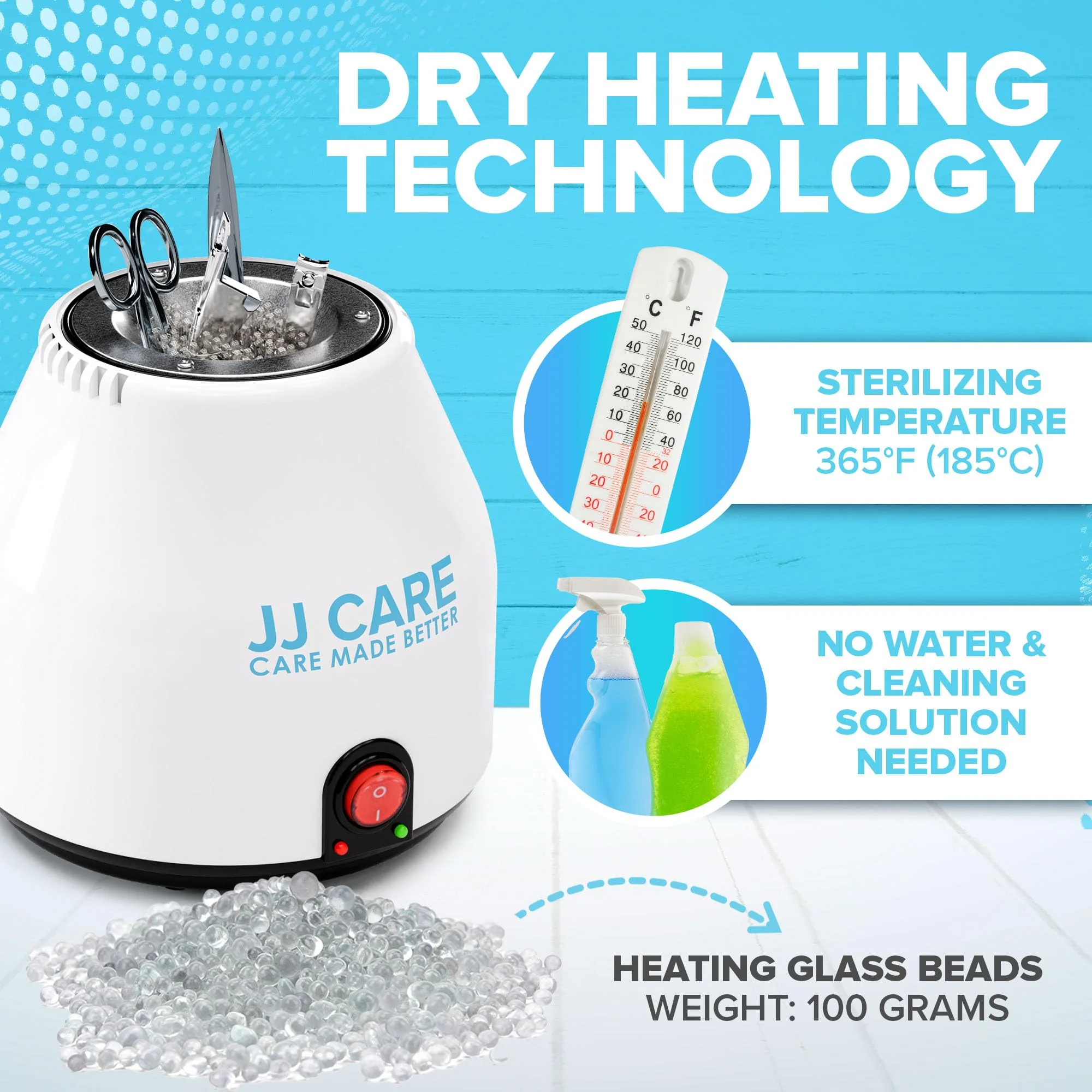 JJ CARE Nail Tool Sterilizer with Glass Beads | Implement Tweezer Disinfectant Container | Salon & Manicure Disinfectant Jar Small - Image 5