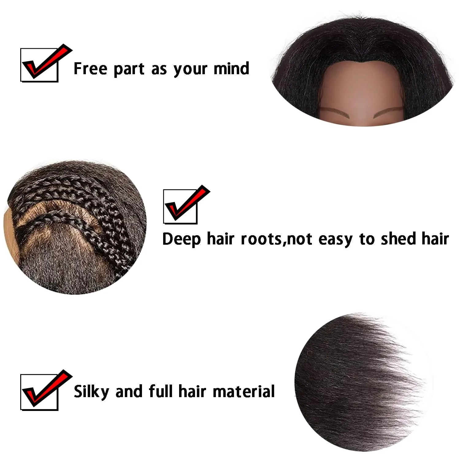 JMHAIR Mannequins Head 16" 100% Real Hair For Manual Braiding Styling Practice Hairdresser School Manikin Head Curling Dyeing Hairdresser Cosmetology Doll Head Training Head- Female Black - Image 3