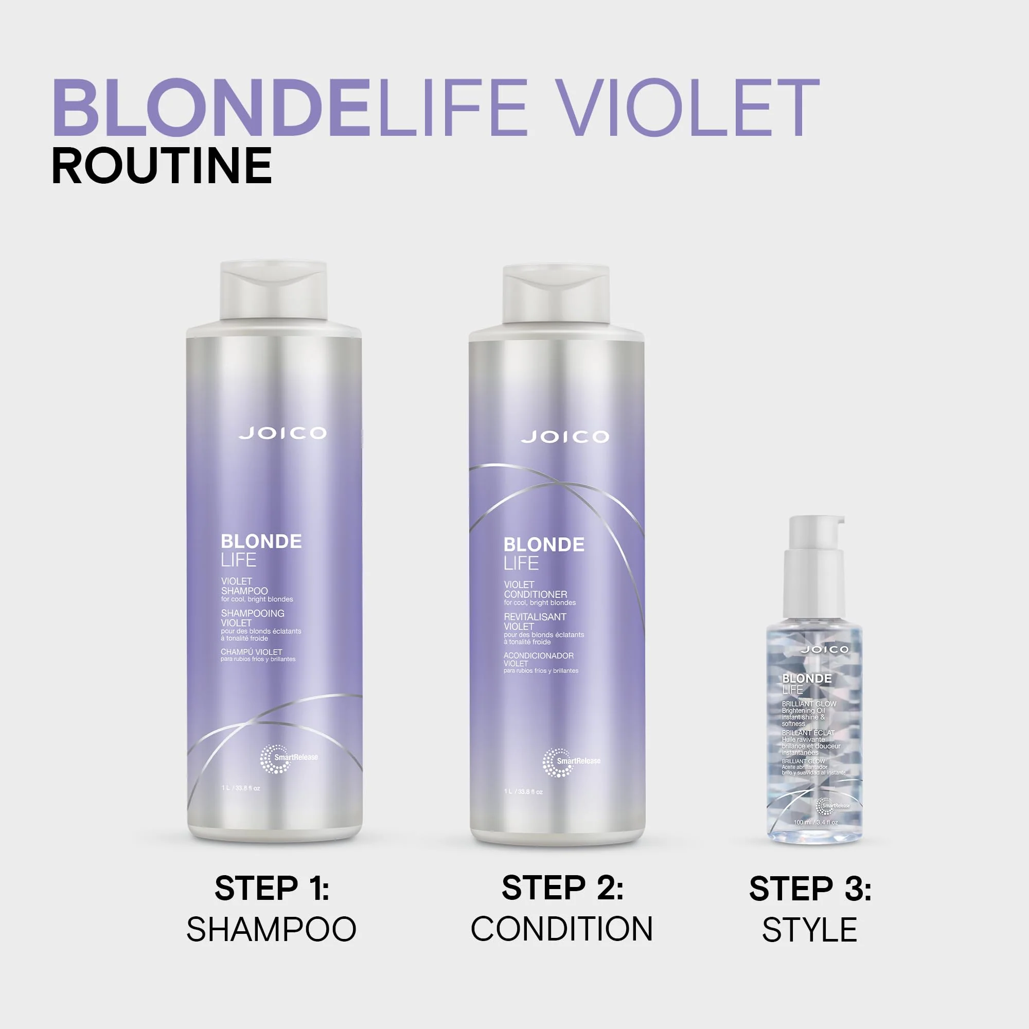 Joico Blonde Life Violet Conditioner | For Cool & Bright Blonde Hair | Neutralize Brassy Tones | Banish Yellow Tones | Boost Shine | Sulfate Free | With Monoi & Tamanu Oil | 33.8 Fl Oz
