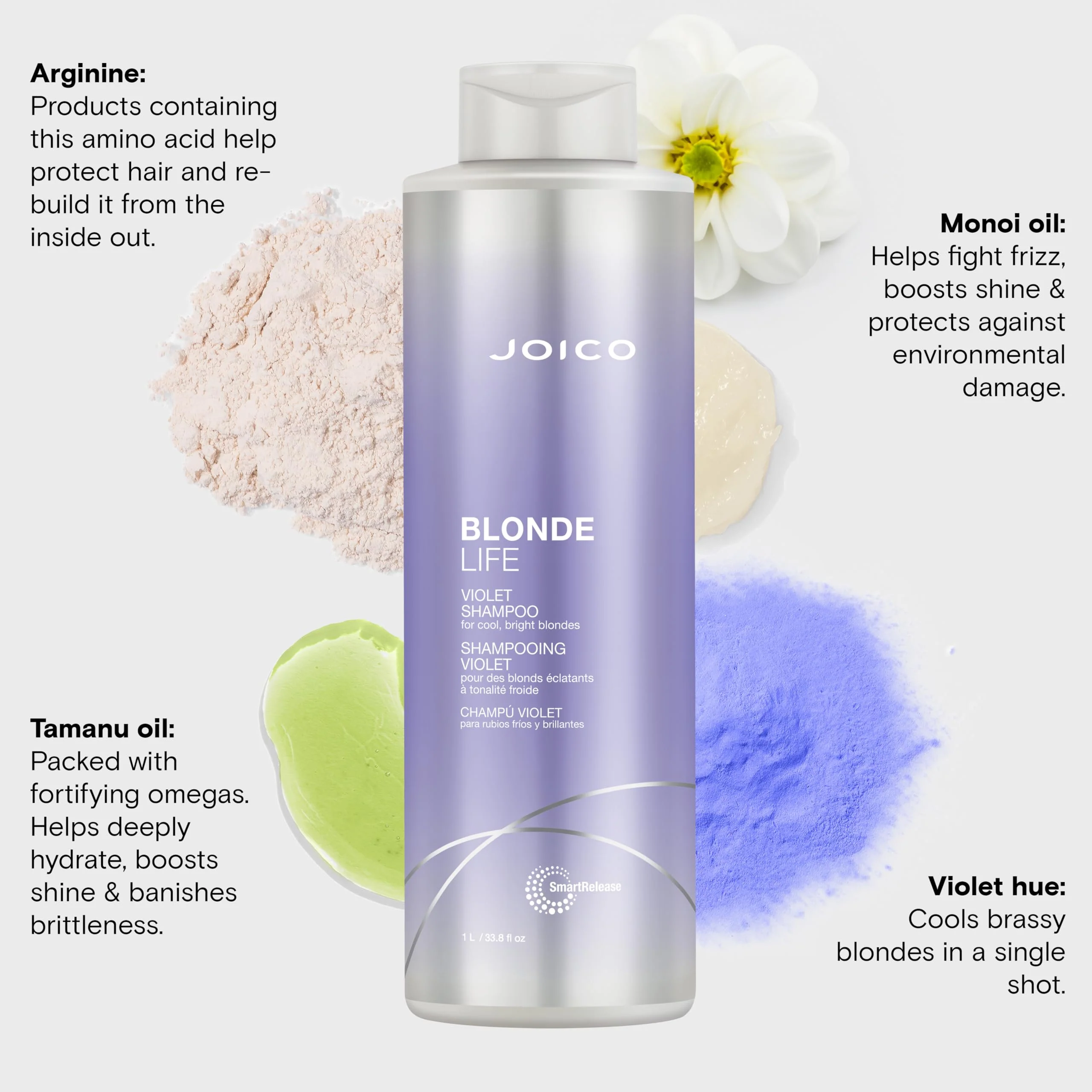 Joico Blonde Life Violet Shampoo | For Cool & Bright Blonde Hair | Neutralize Brassy Tones | Banish Yellow Tones | Boost Shine | Sulfate Free | With Monoi & Tamanu Oil | 33.8 Fl Oz - Image 5