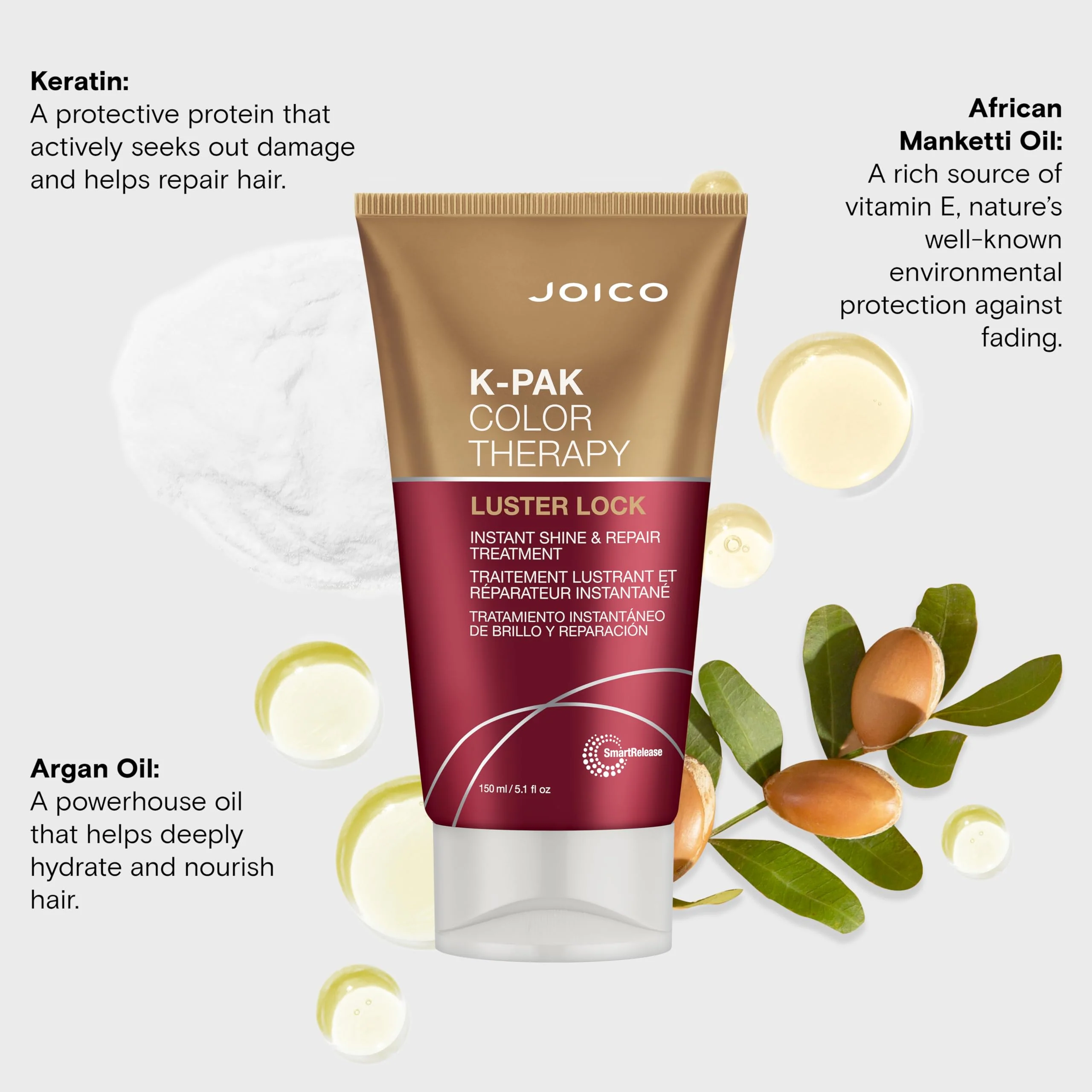 Joico K-PAK Color Therapy Luster Lock Instant Shine & Repair Treatment | For Color-Treated Hair | Boost Color Vibrancy | Repair Breakage | With Keratin & Argan Oil | 5.1 Fl Oz - Image 6