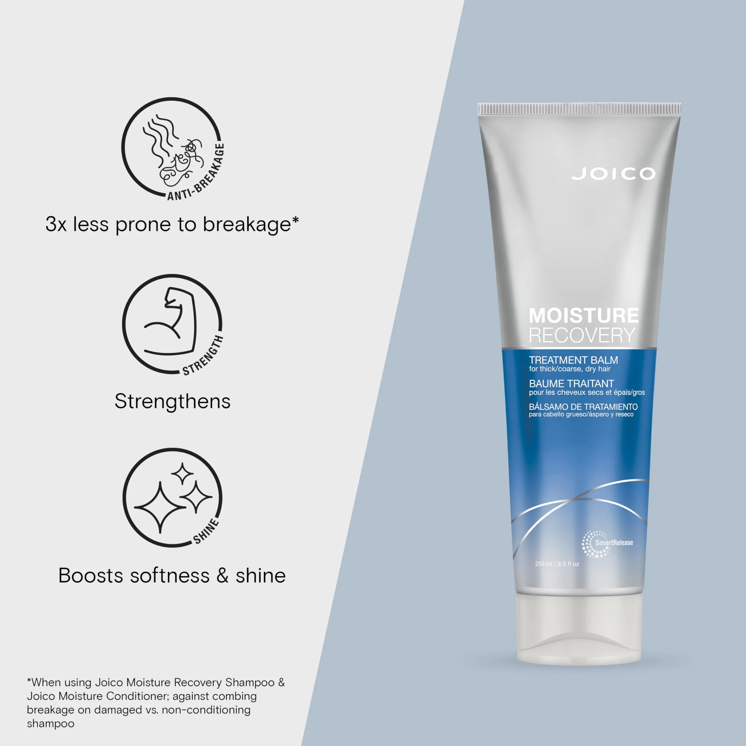 Joico Moisture Recovery Treatment Balm | For Thick, Coarse, Dry Hair | Restore Moisture, Smoothness, Strength, & Elasticity | Reduce Breakage & Frizz | With Jojoba Oil & Shea Butter | 8.5 Fl Oz - Image 4