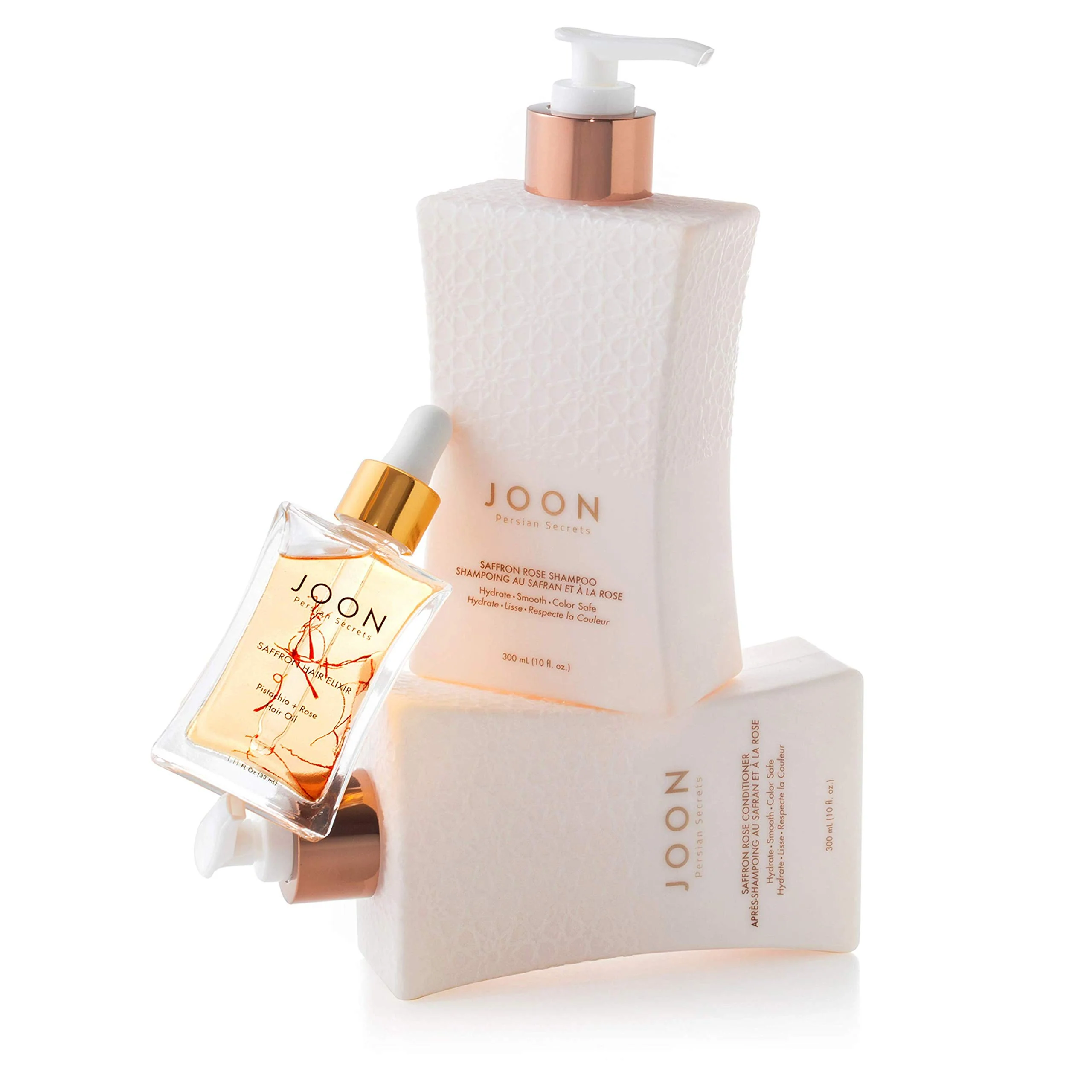 Joon Moisturizing Trio Set | 1.1oz Saffron Hair Elixir, 10.1oz Saffron Rose Shampoo and Conditioner - Image 7